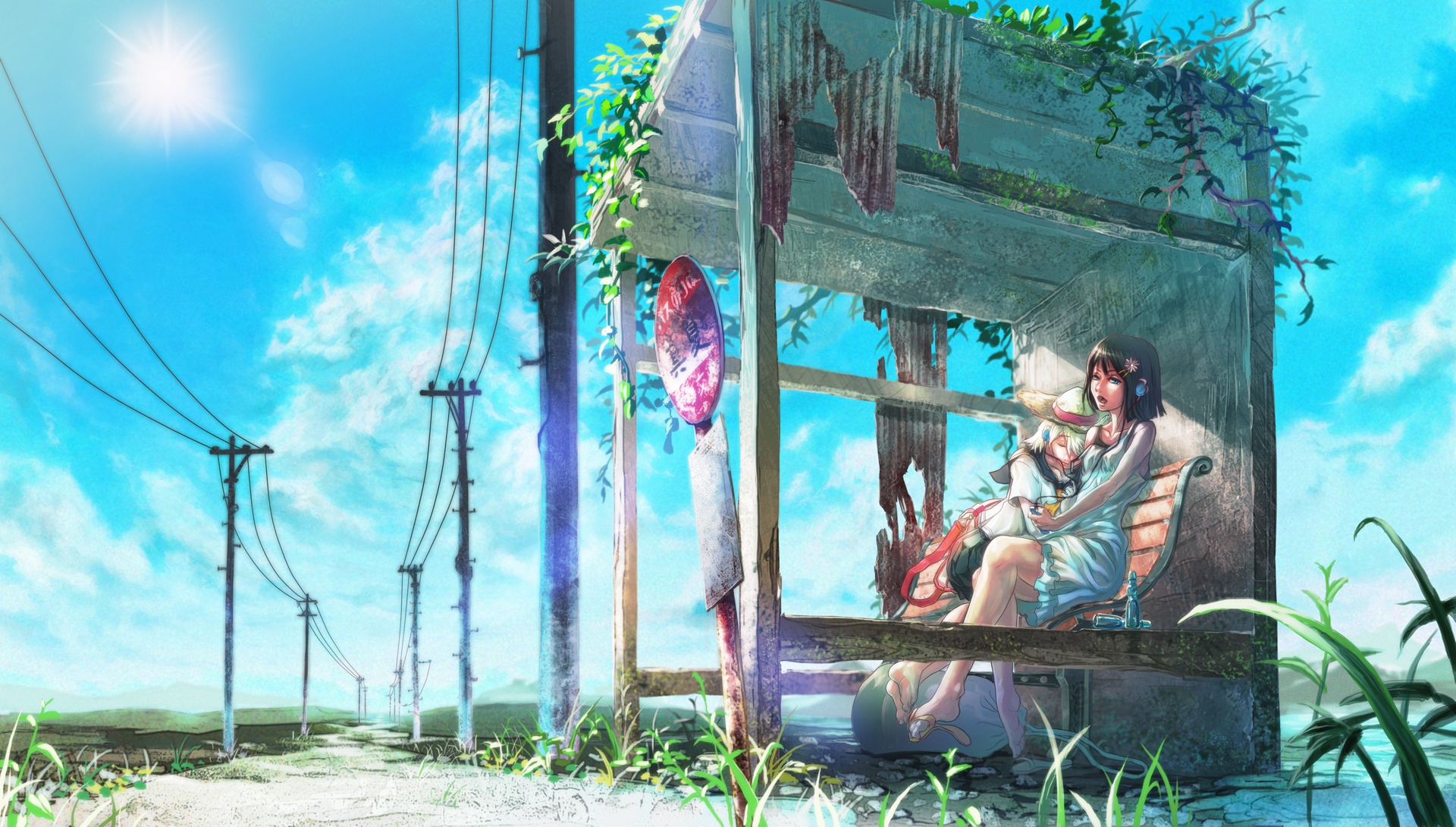 dress, artwork, anime girls - desktop wallpaper