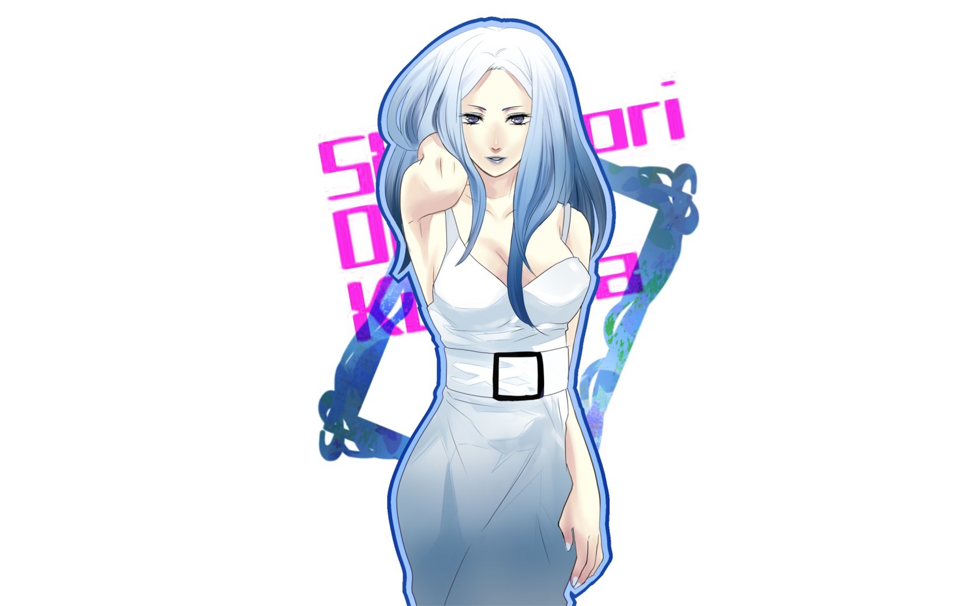 dress, long hair, white hair, simple background, anime girls, Higashi no Eden, Eden of the East - desktop wallpaper