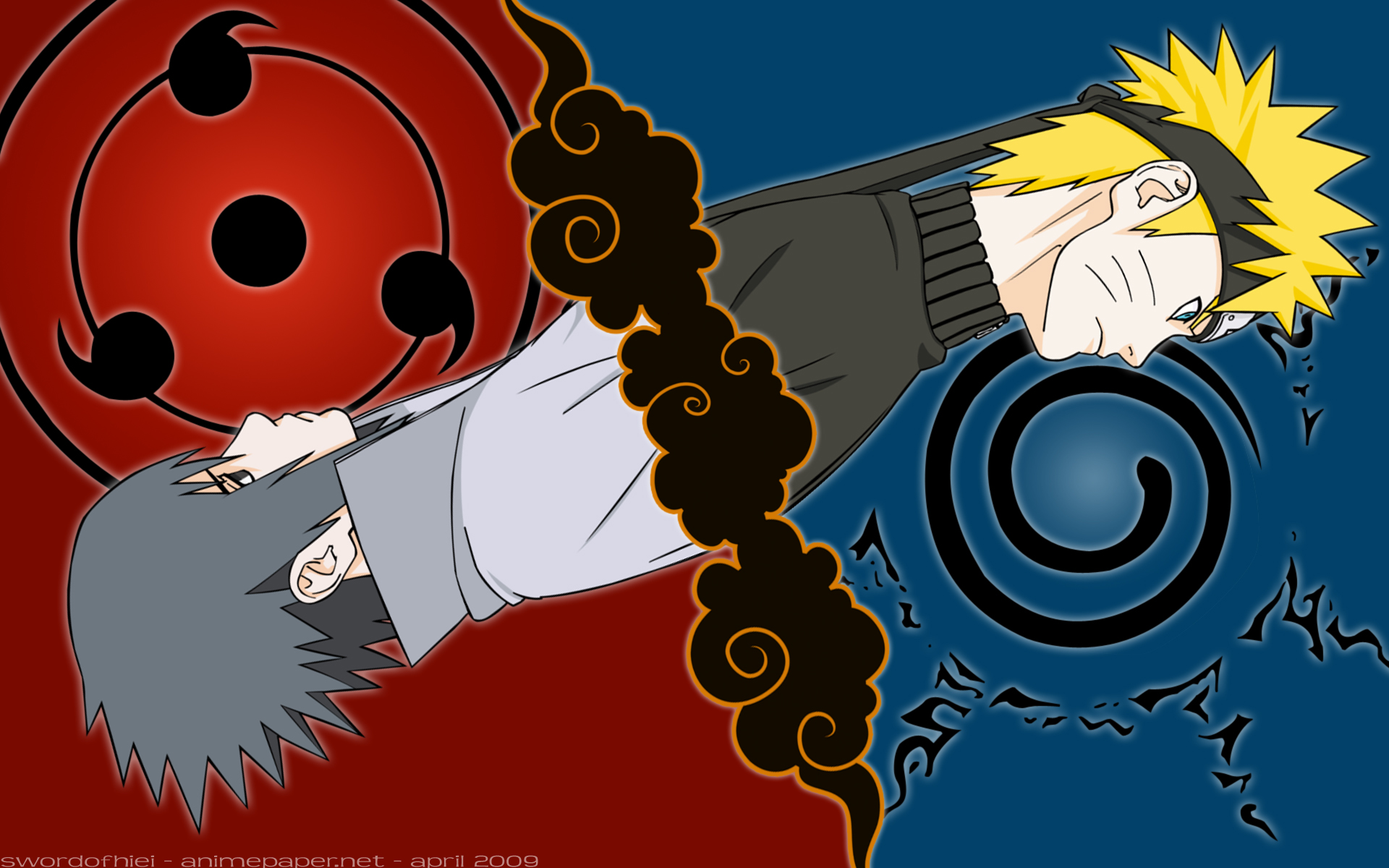 Uchiha Sasuke, Naruto: Shippuden, Sharingan, Uzumaki Naruto - desktop wallpaper