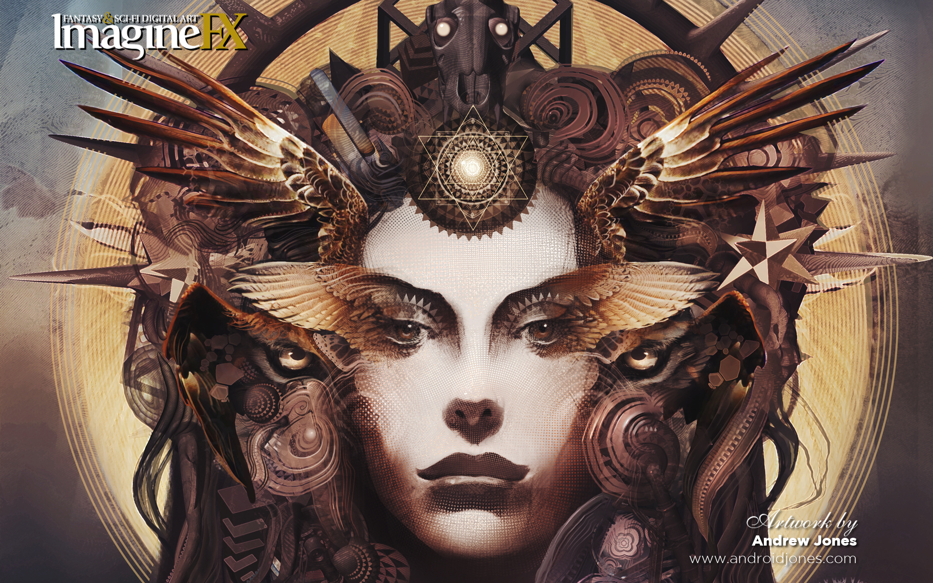 women, stars, steampunk, fantasy art, faces, Android Jones, imagine fx - desktop wallpaper