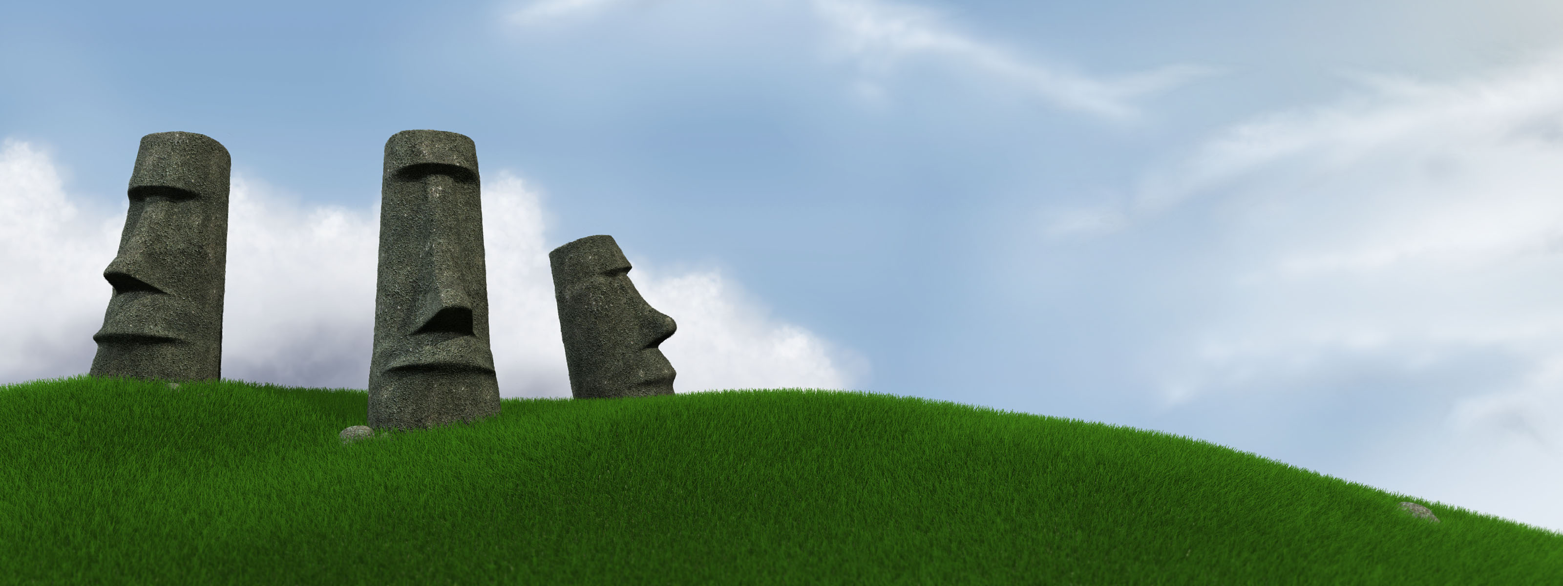 Easter Island, moai, multiscreen, photo manipulation - desktop wallpaper