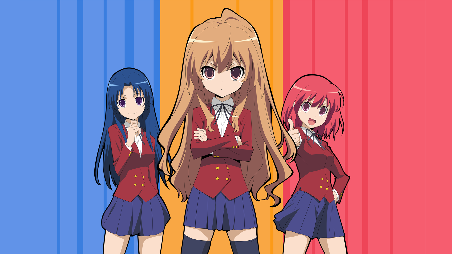 school uniforms, Aisaka Taiga, Kushieda Minori, Toradora, Kawashima Ami, anime, anime girls - desktop wallpaper