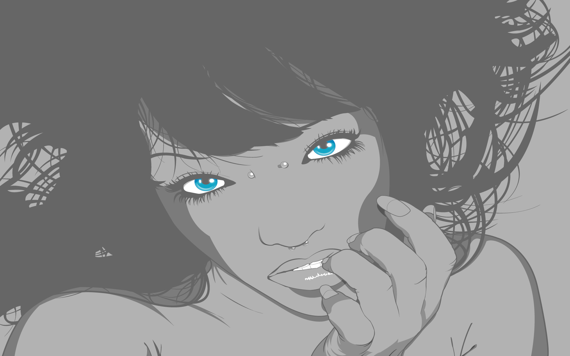 women, blue eyes, vectors, artwork, JThree Concepts, Jared Nickerson - desktop wallpaper