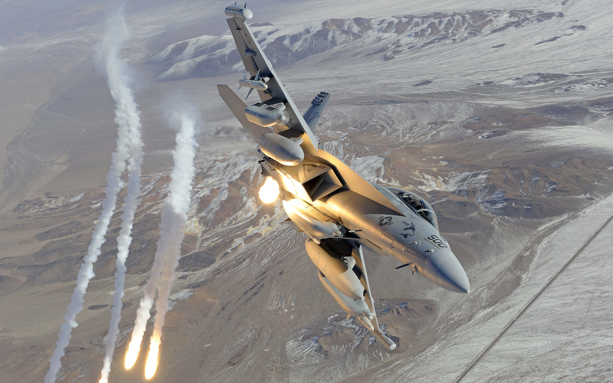flares, F-18 Hornet - desktop wallpaper