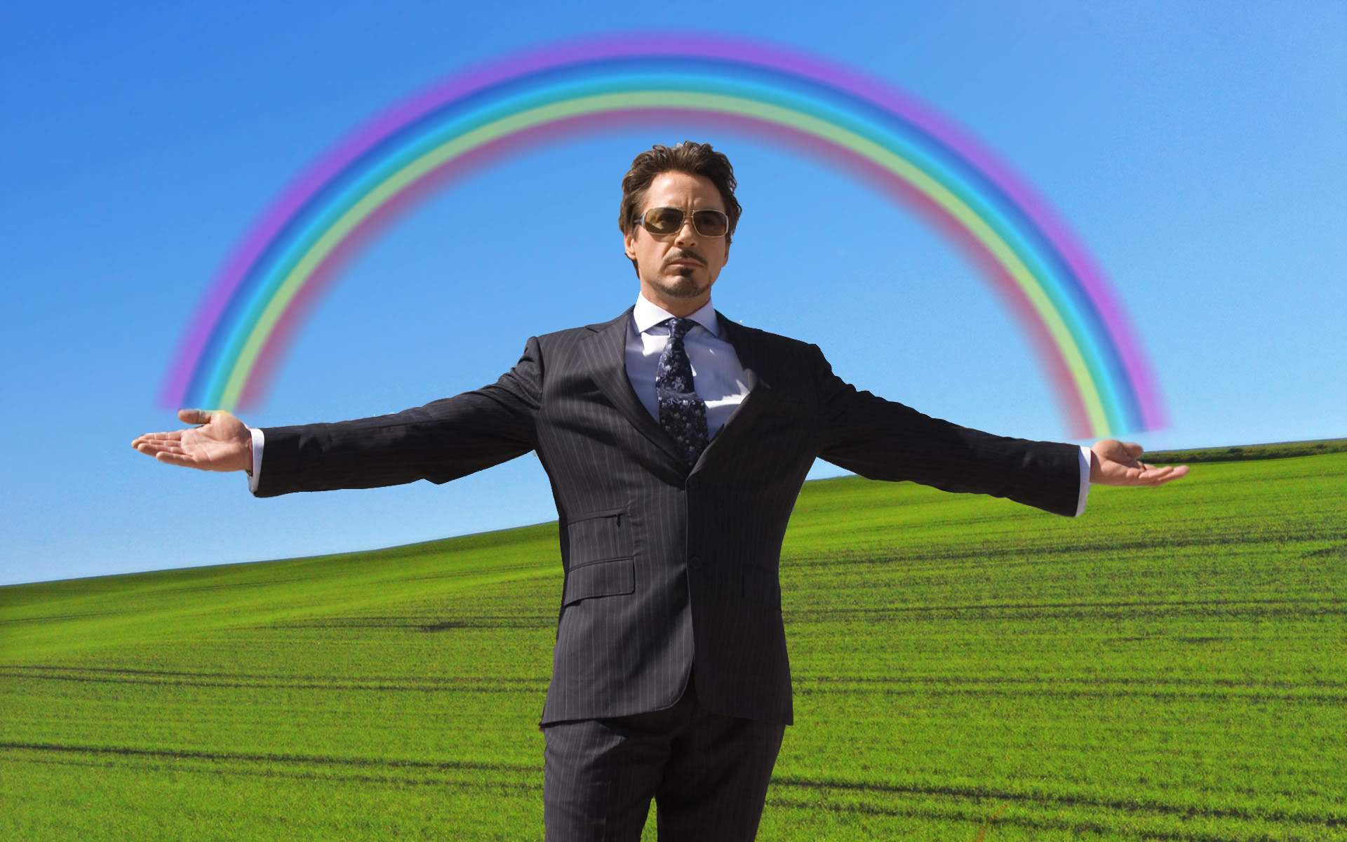 rainbows, Tony Stark, Robert Downey Jr - desktop wallpaper