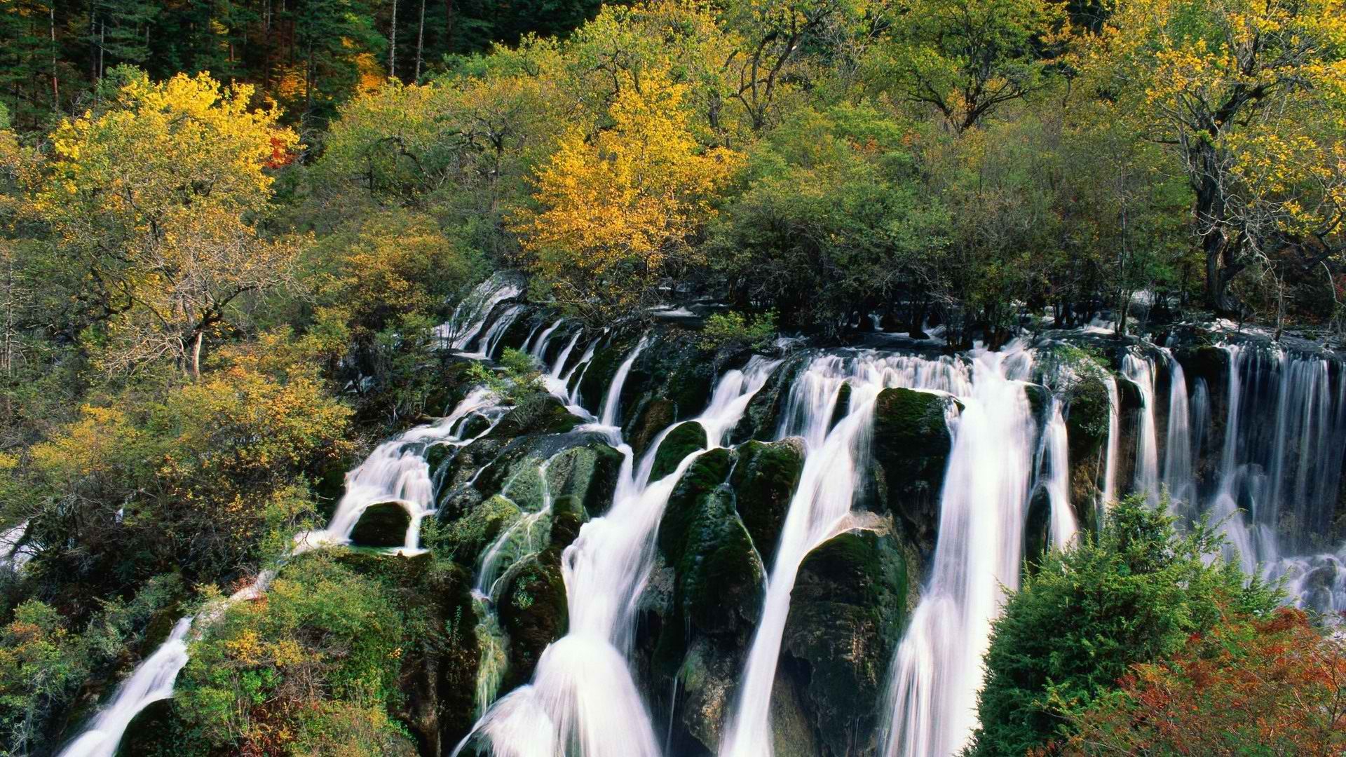 China, valleys, villages, waterfalls - desktop wallpaper