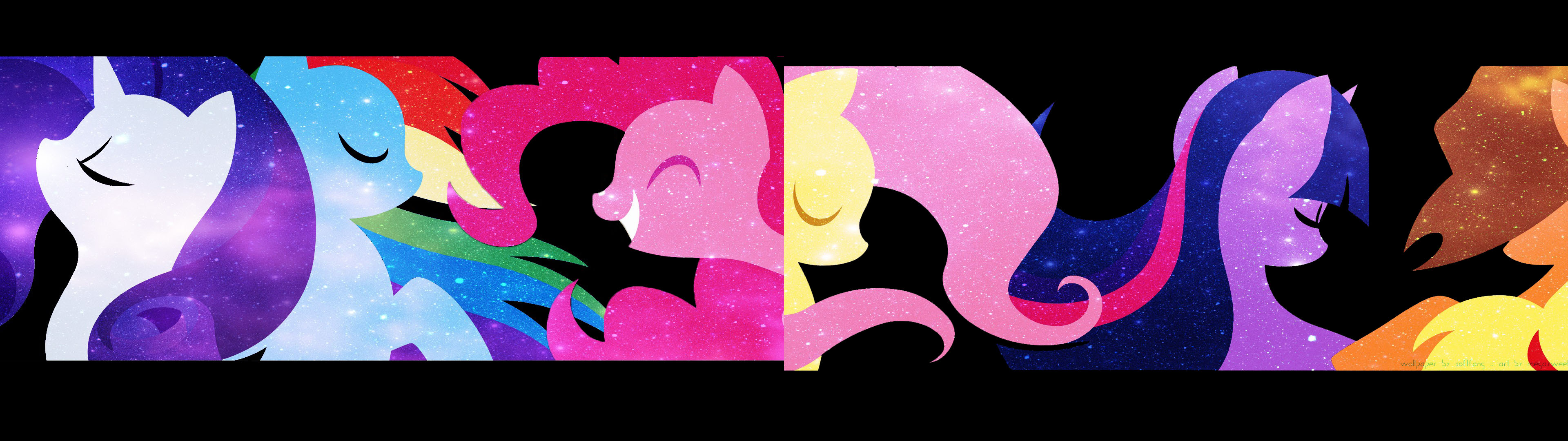 My Little Pony, Fluttershy, Rainbow Dash, Twilight Sparkle, Rarity, multiscreen, Pinkie Pie, Applejack - desktop wallpaper