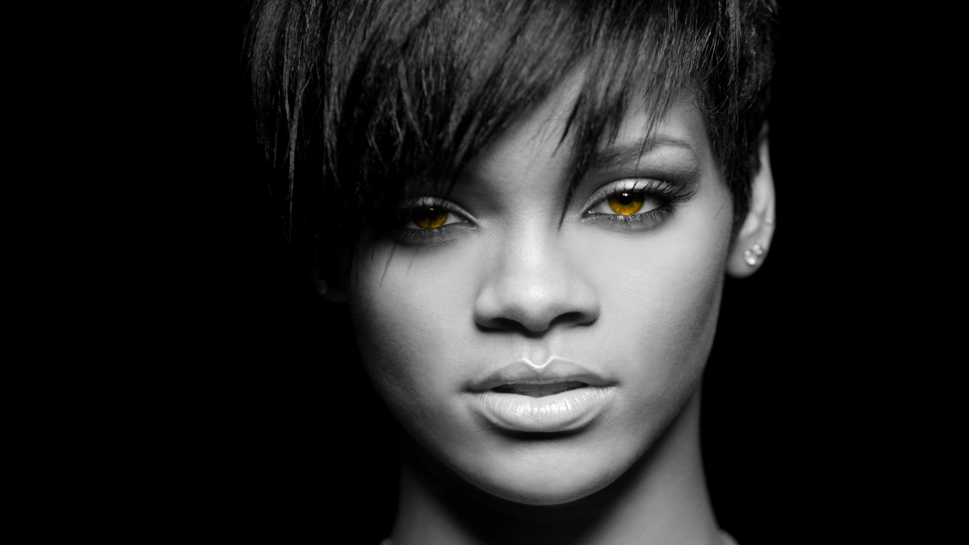 women, black people, Rihanna, celebrity, short hair, grayscale, singers, selective coloring - desktop wallpaper