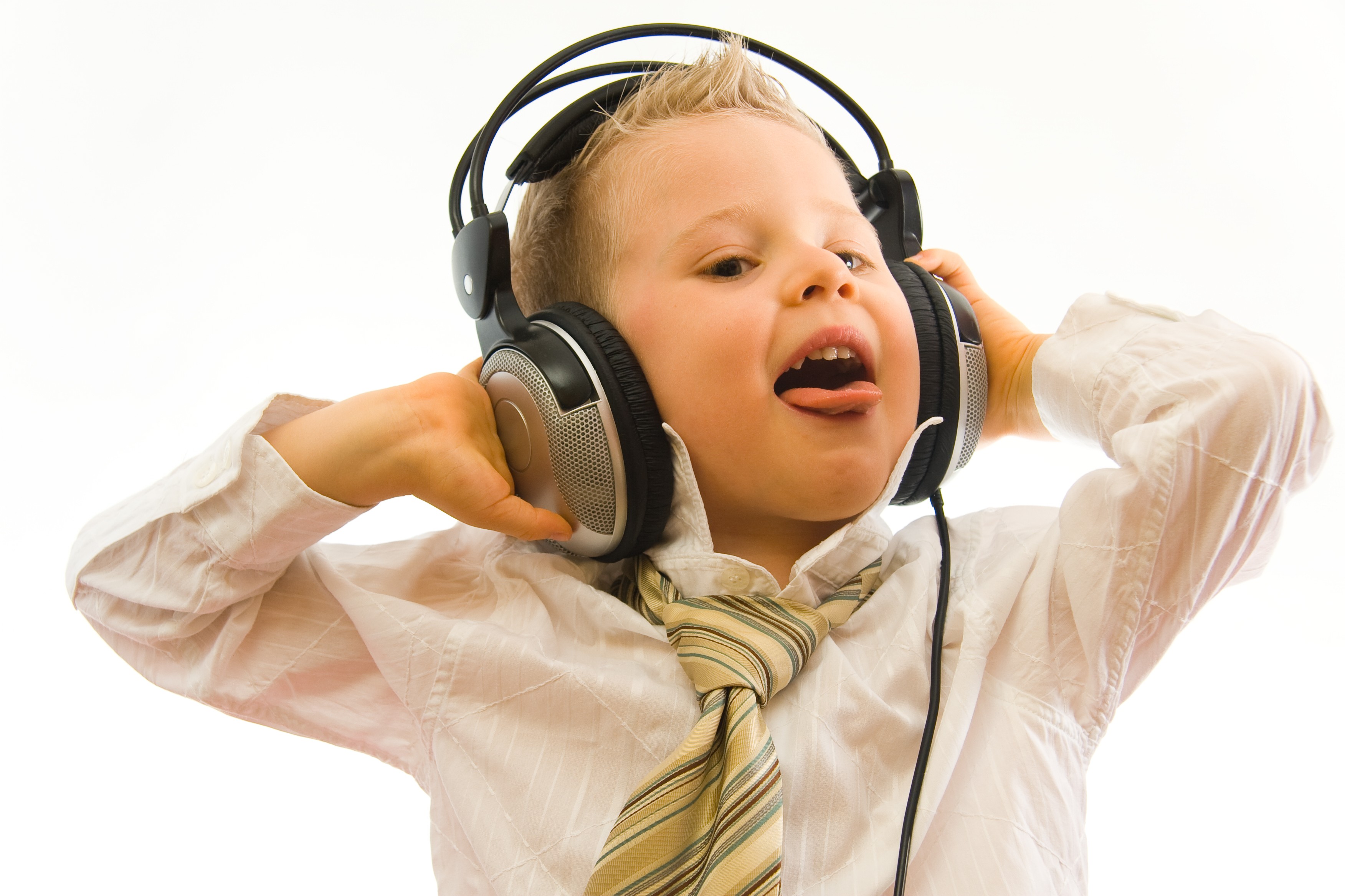 headphones, music, children - desktop wallpaper