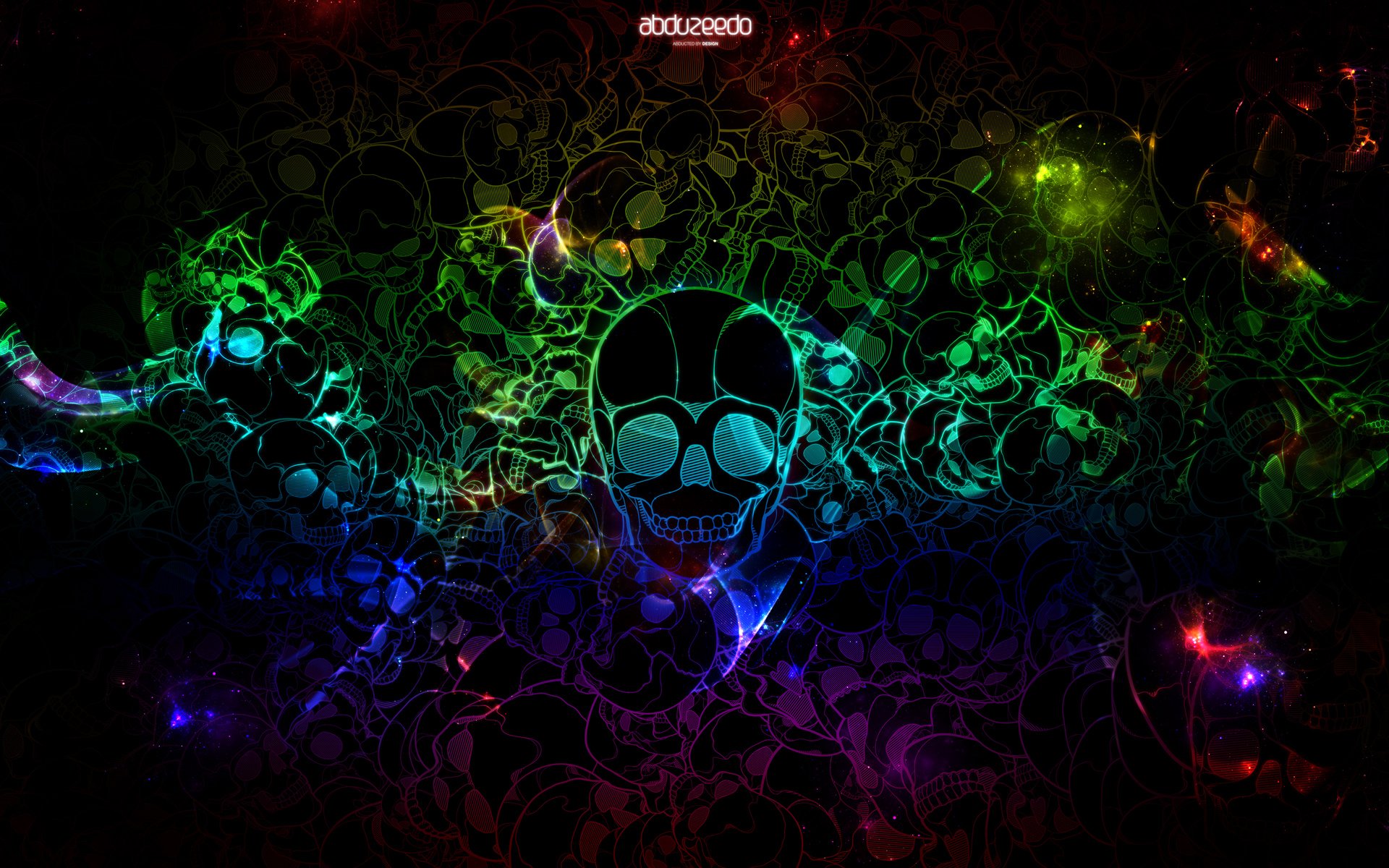skulls, rainbows - desktop wallpaper