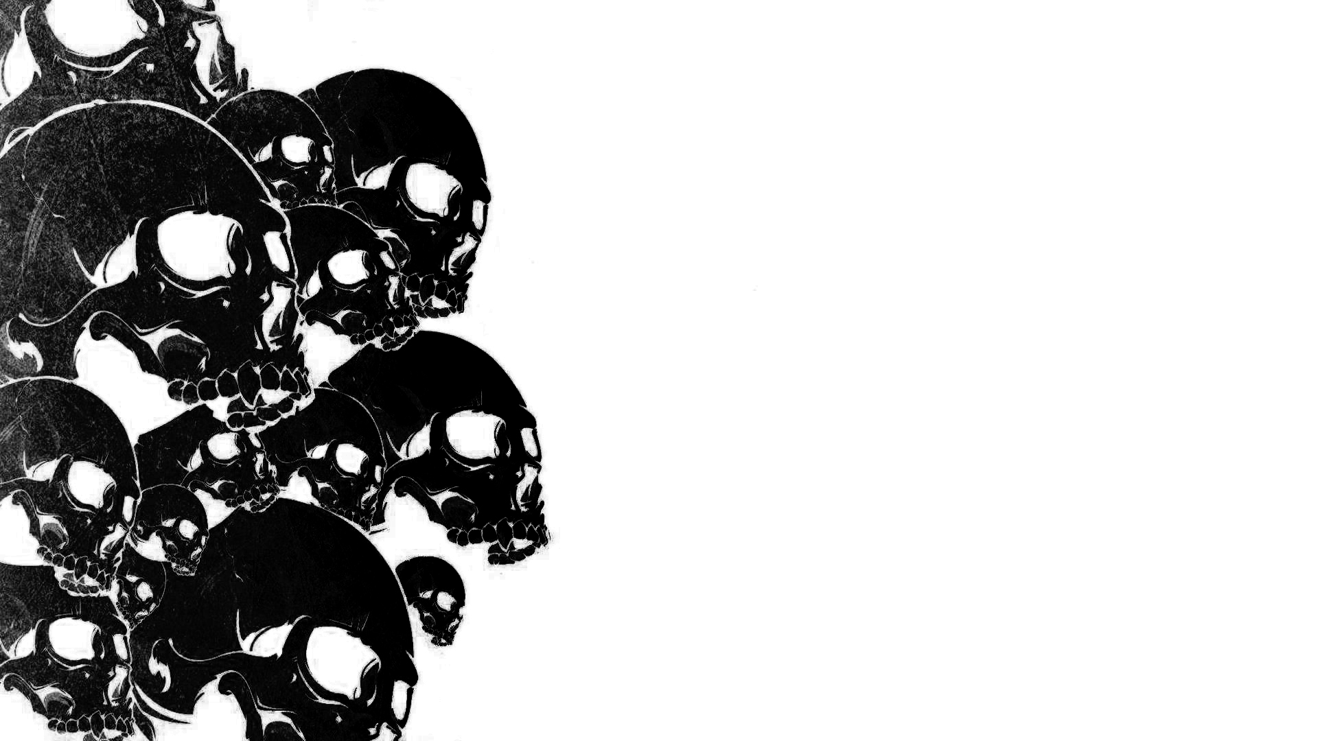 skulls, black, white, bones - desktop wallpaper