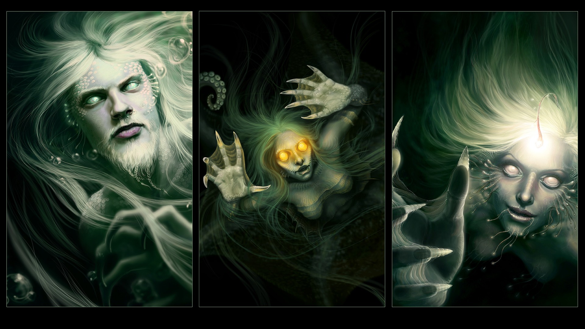 fantasy, paintings, monsters, mermaids - desktop wallpaper