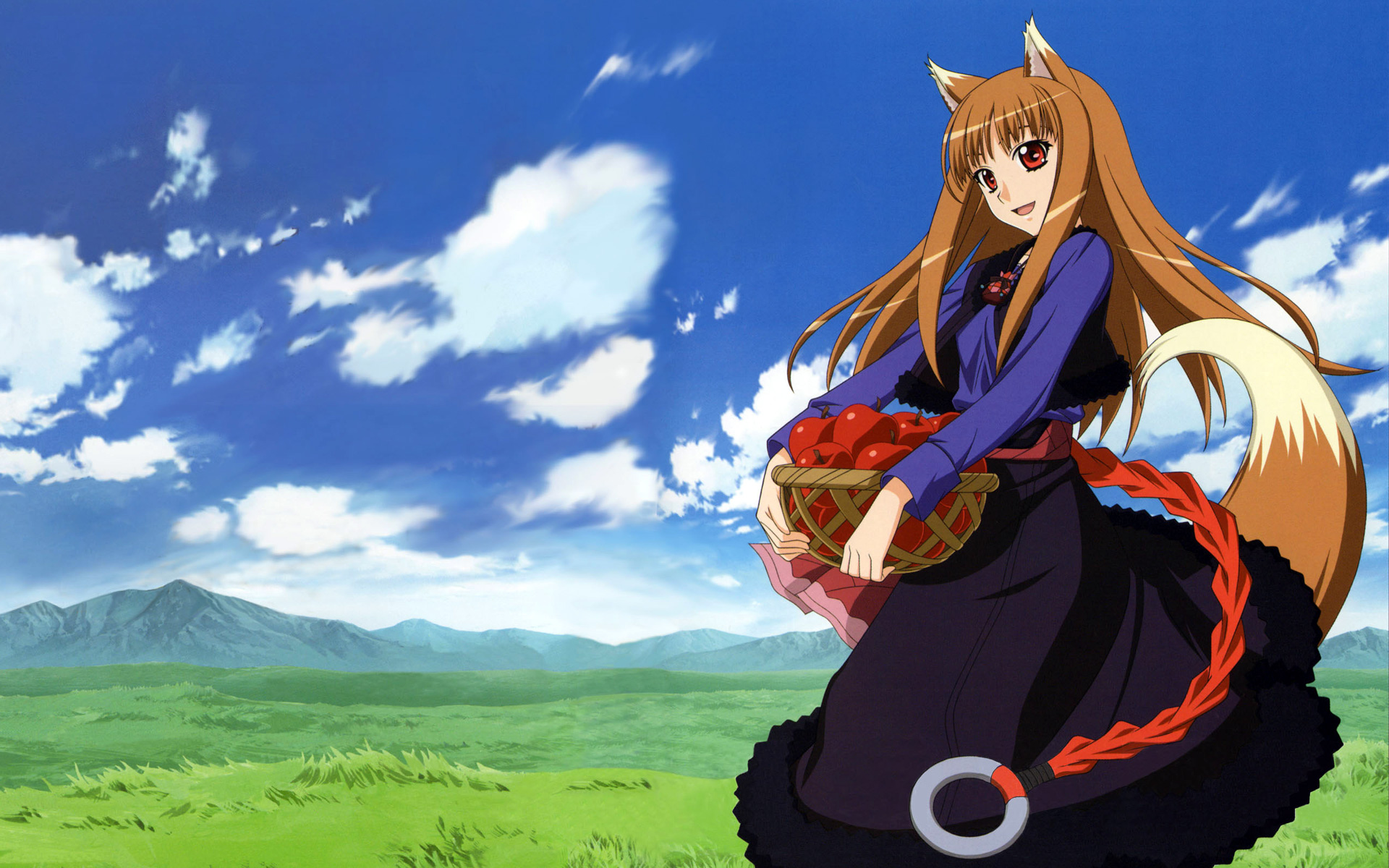 Spice and Wolf, animal ears, anime, Holo The Wise Wolf - desktop wallpaper