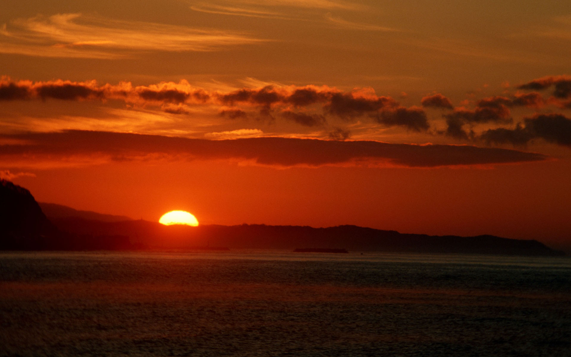sunset, ocean, landscapes, Sun, sea - desktop wallpaper