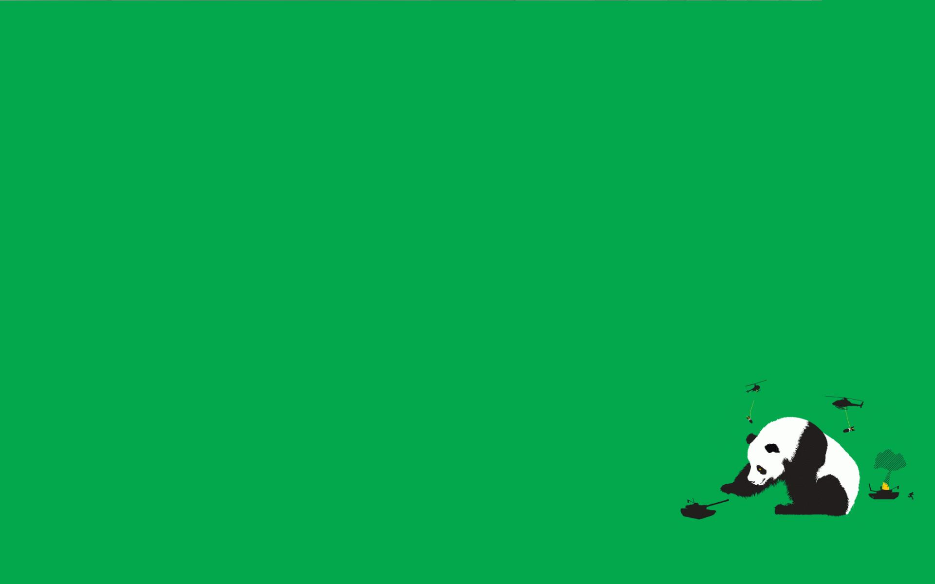 green, minimalistic, funny, panda bears, Threadless, simple background - desktop wallpaper