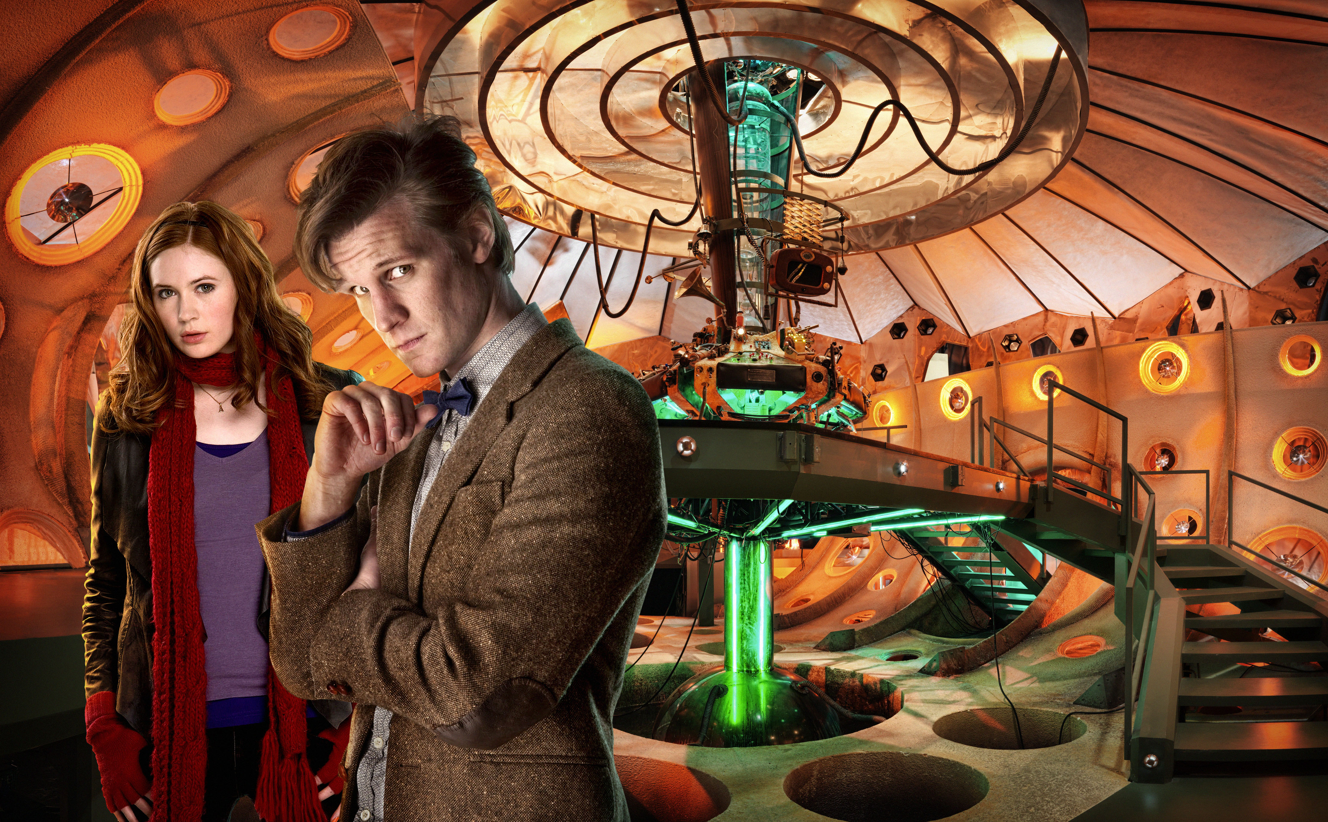 Karen Gillan, Amy Pond, Eleventh Doctor, Doctor Who, Tardis Control Room - desktop wallpaper