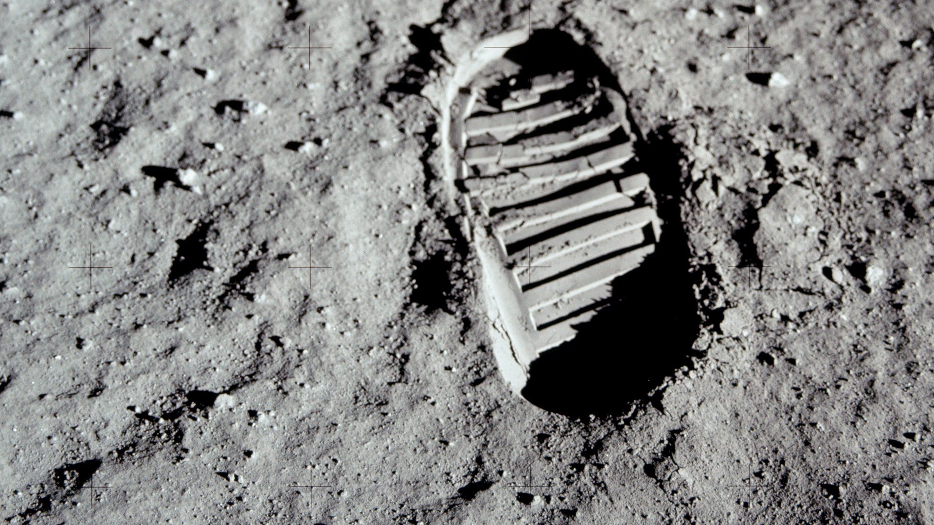 Moon, footprint, Neil Armstrong - desktop wallpaper