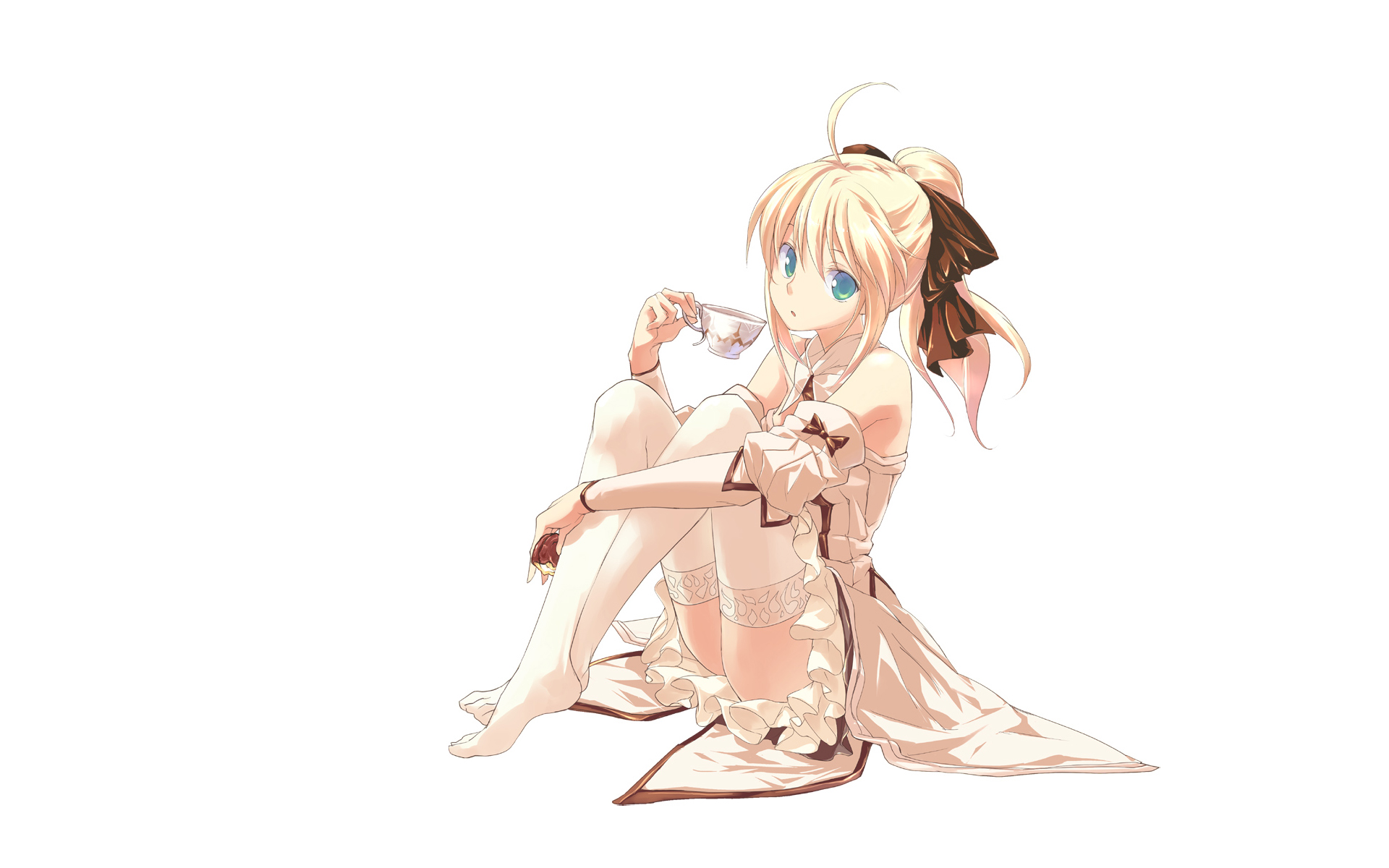 blondes, Fate/Stay Night, stockings, Fate Unlimited Codes, Saber, anime girls, Saber Lily, detached sleeves, Fate series - desktop wallpaper
