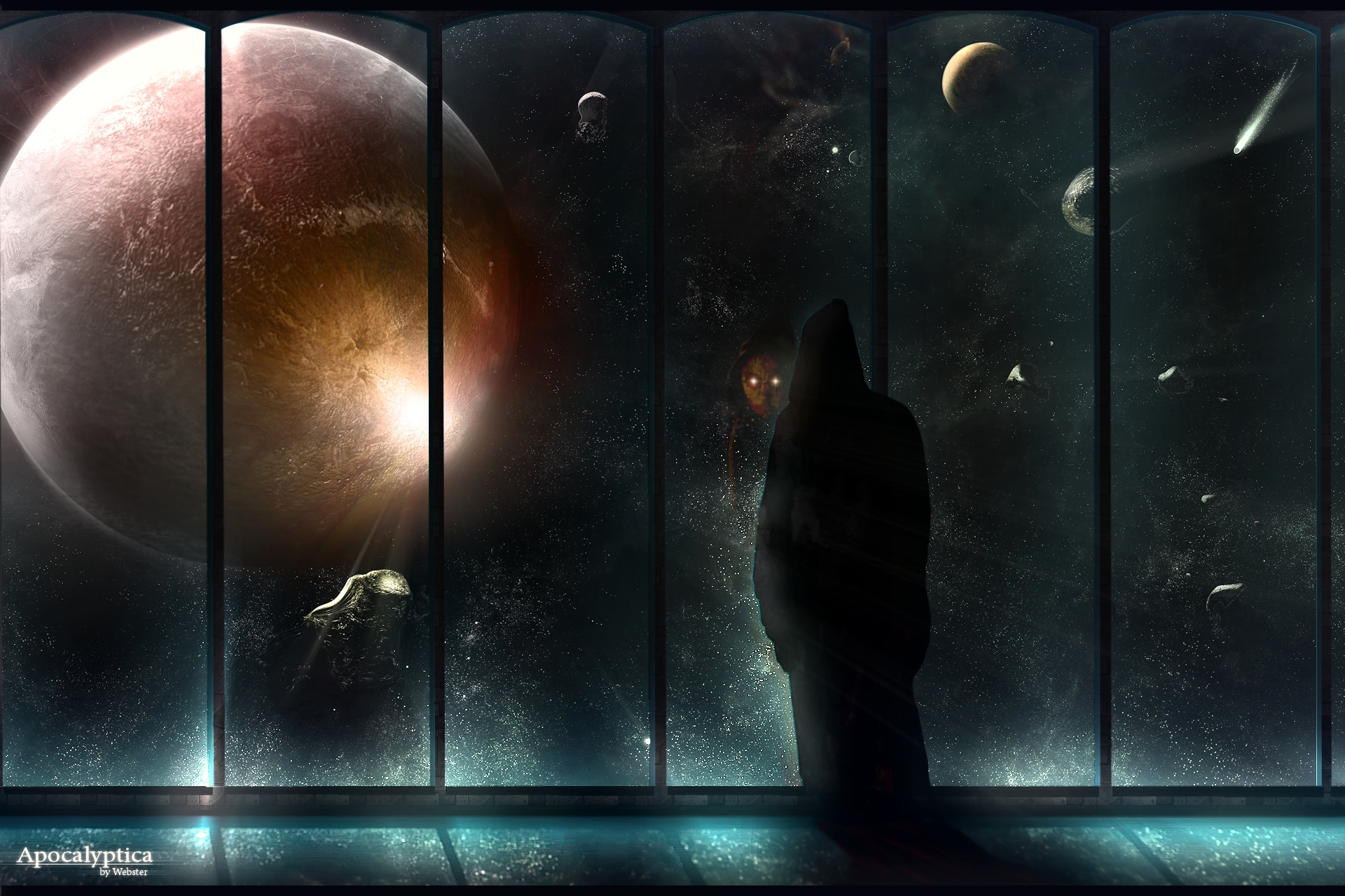 outer space, planets, window - desktop wallpaper