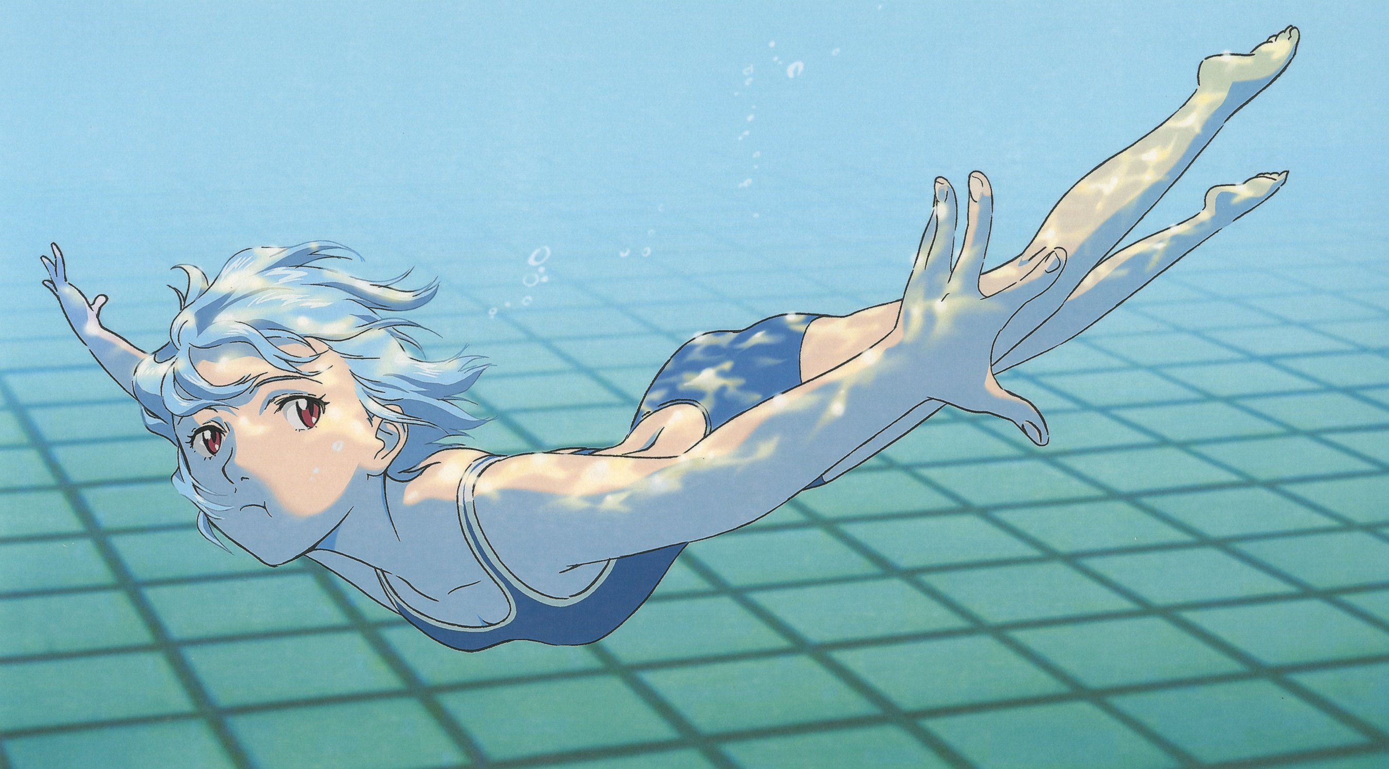 Ayanami Rei, Neon Genesis Evangelion, school swimsuits - desktop wallpaper