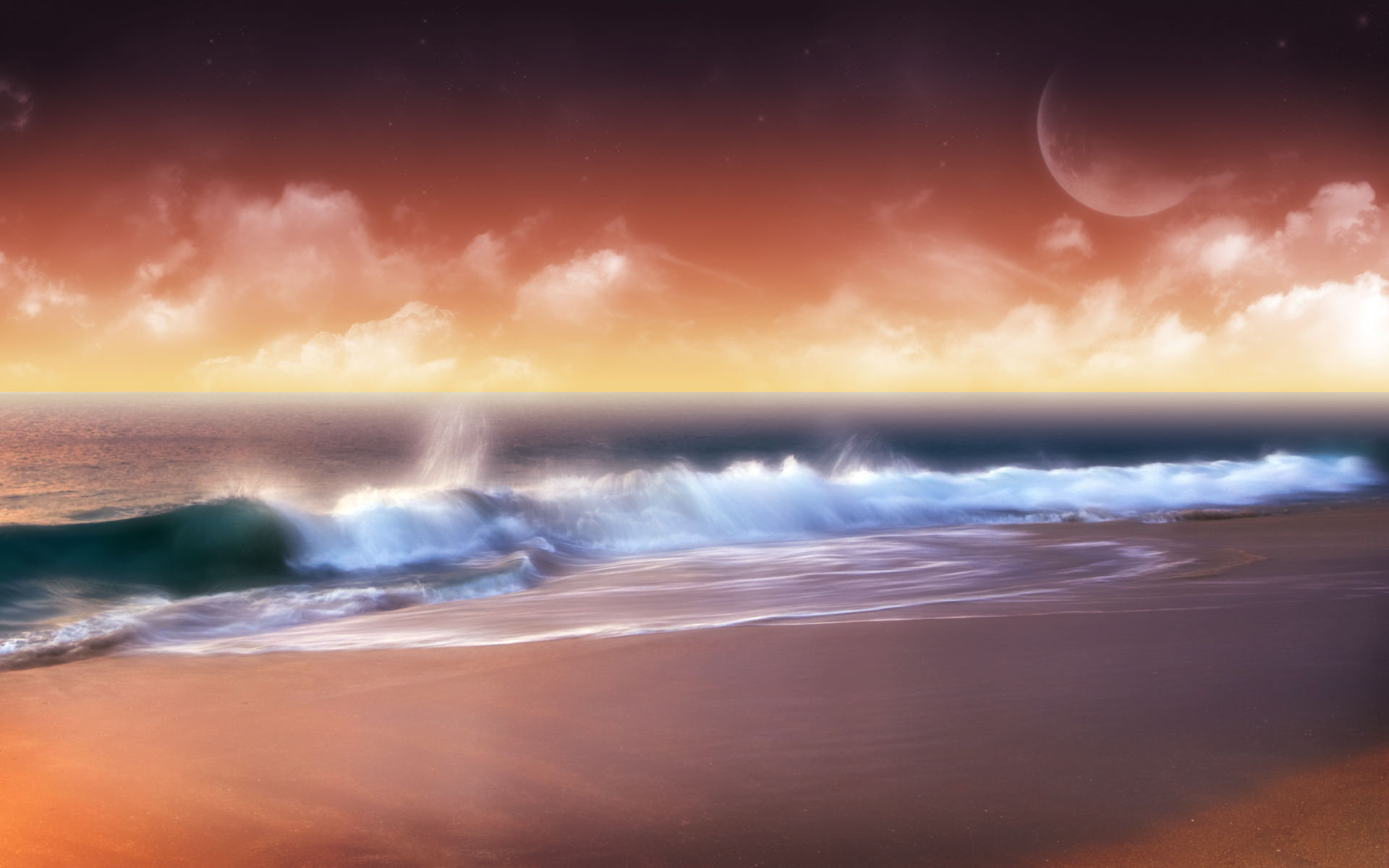 ocean, waves, artwork, beaches - desktop wallpaper
