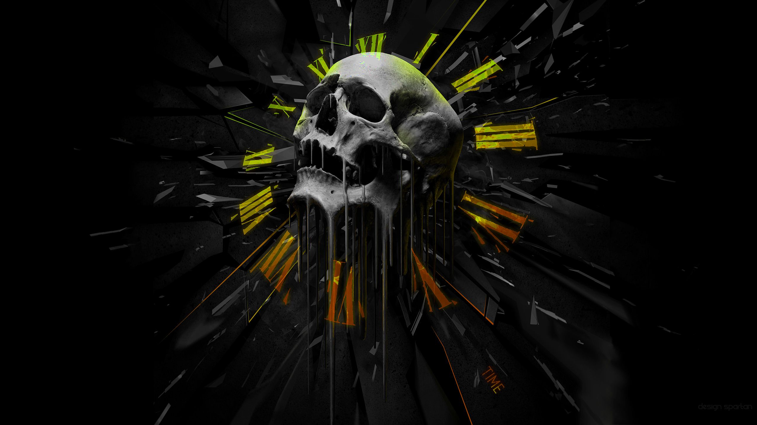 skulls, clocks - desktop wallpaper