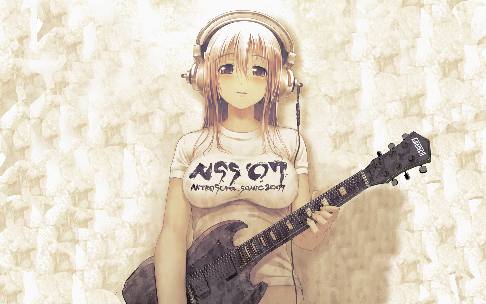 headphones, guitars, anime, Nitroplus, Super Sonico, Tsuji Santa - desktop wallpaper