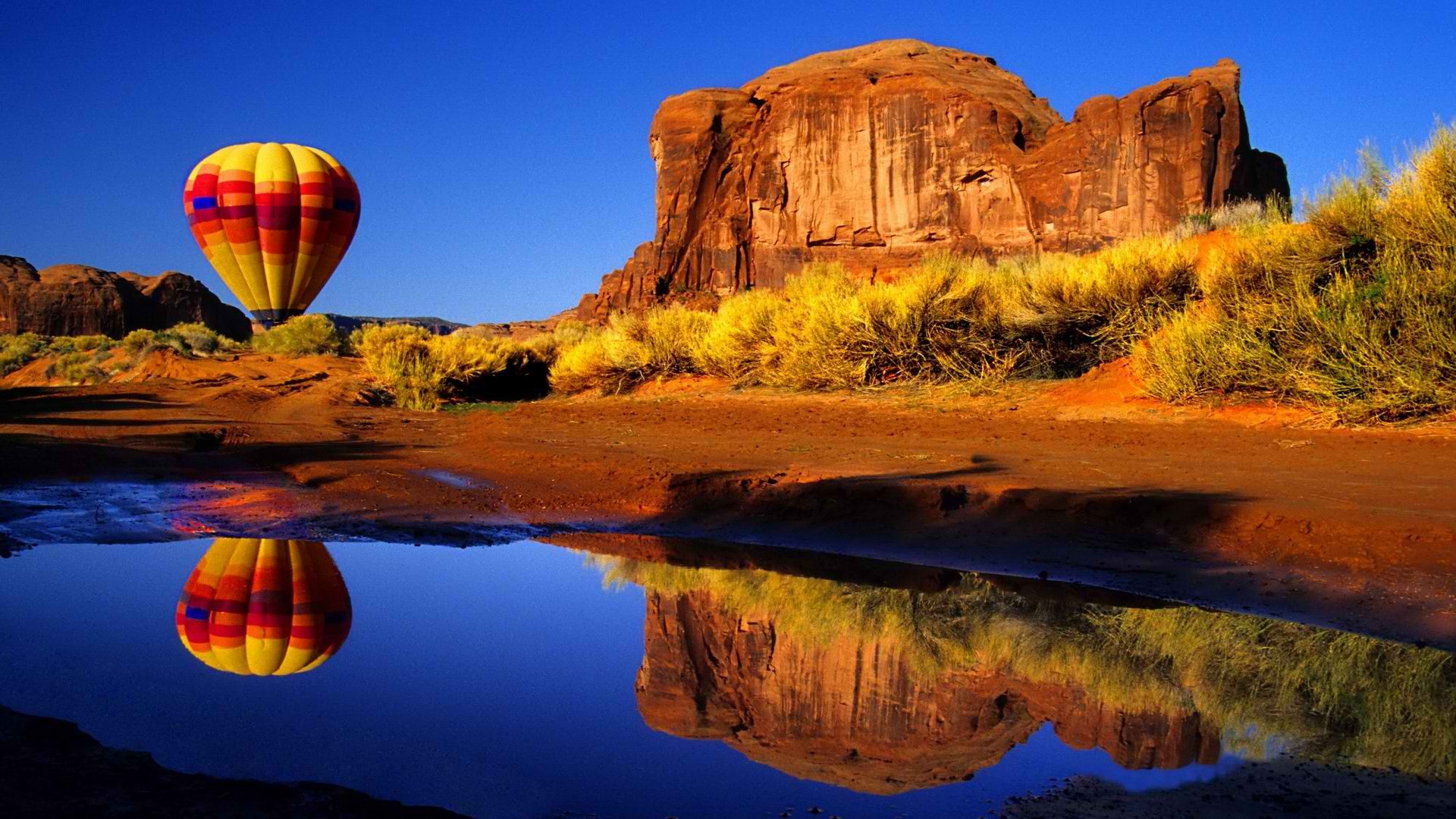 landscapes, Arizona, hot air balloons, rock formations - desktop wallpaper