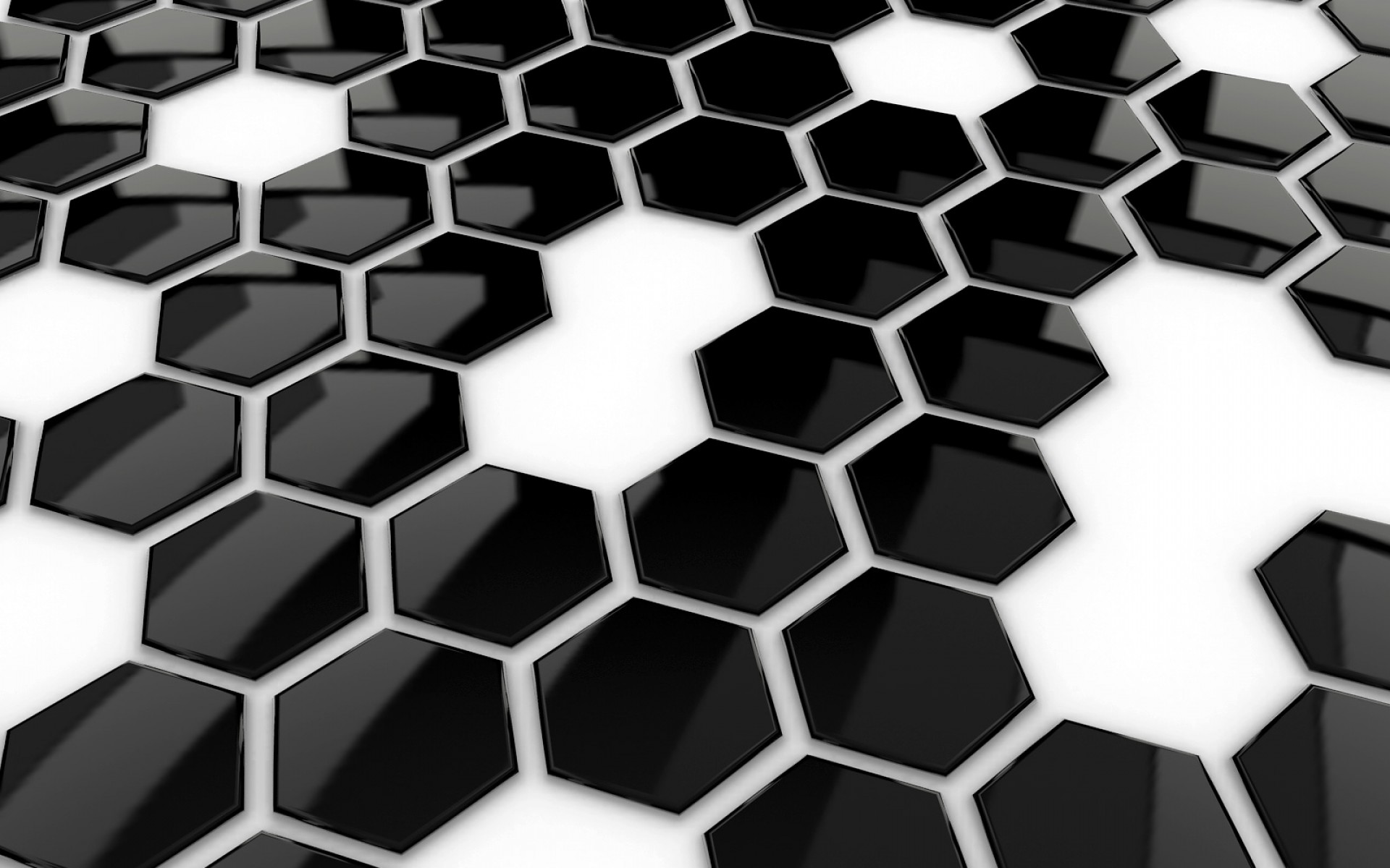 3D view, hexagons, monochrome, greyscale - desktop wallpaper