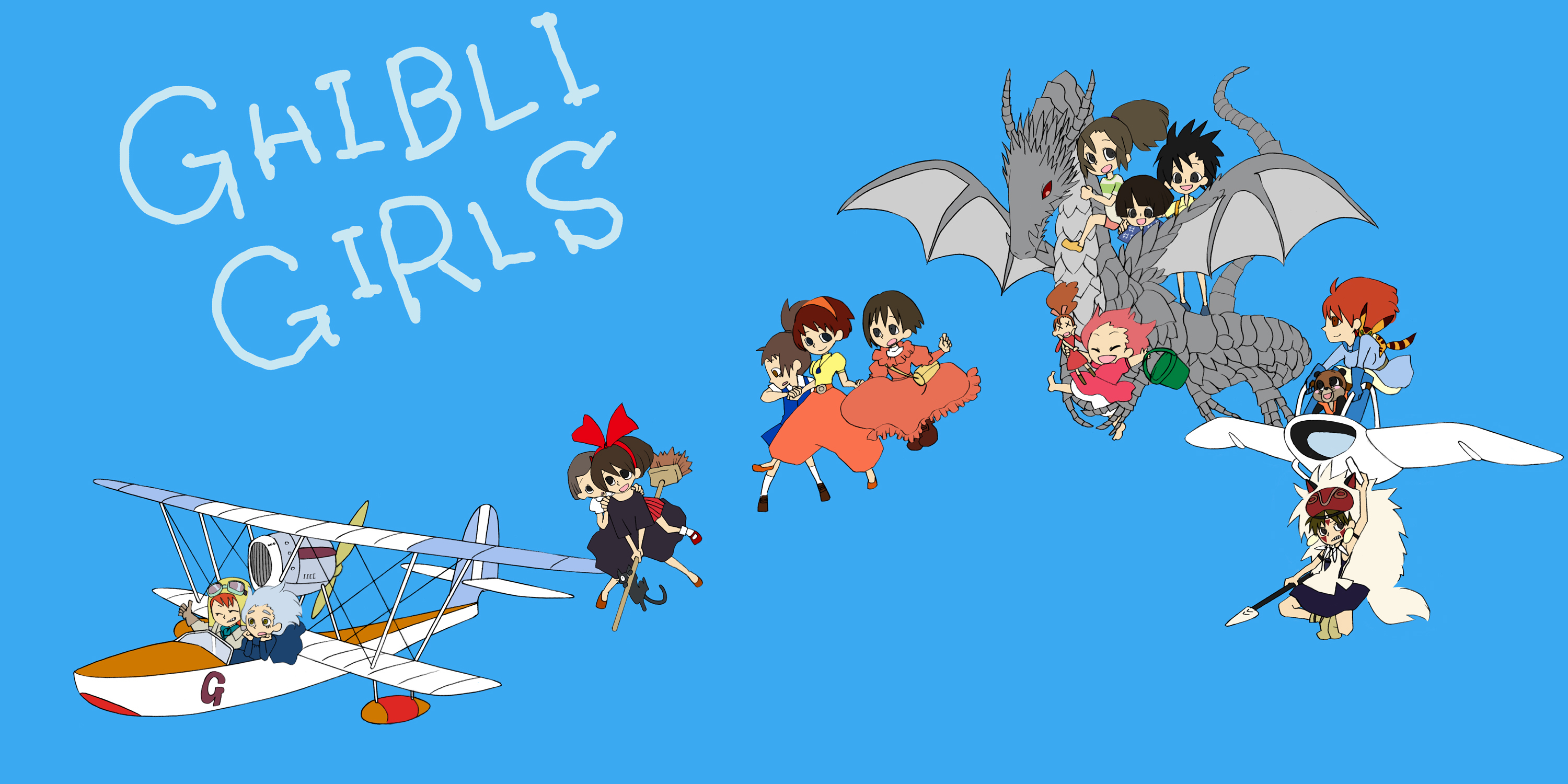 Studio Ghibli, simple background - desktop wallpaper