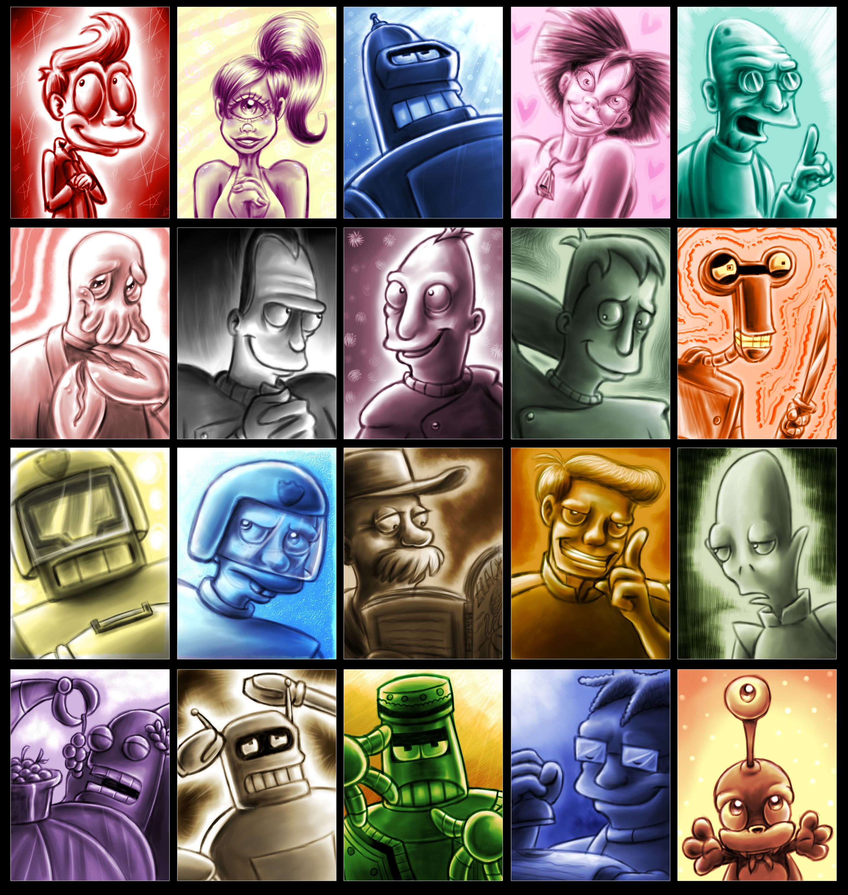 Futurama, collage - desktop wallpaper