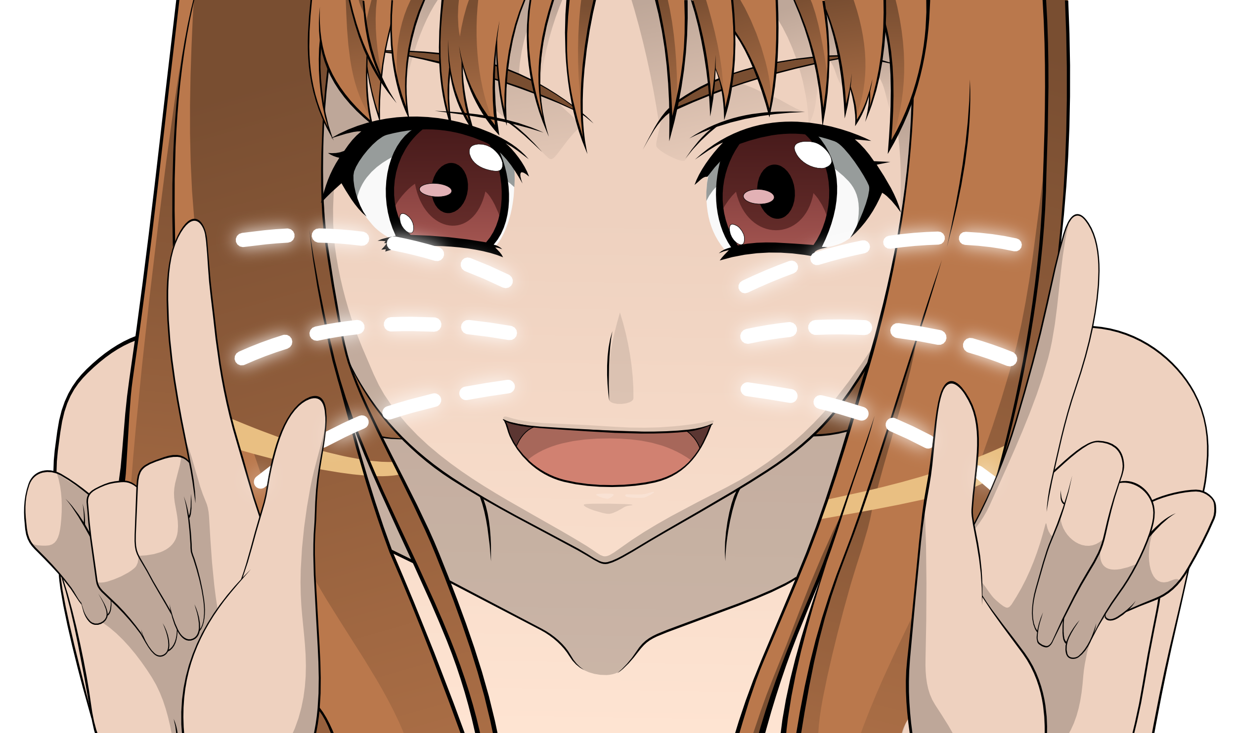 Spice and Wolf, long hair, transparent, red eyes, anime, Holo The Wise Wolf, anime vectors - desktop wallpaper
