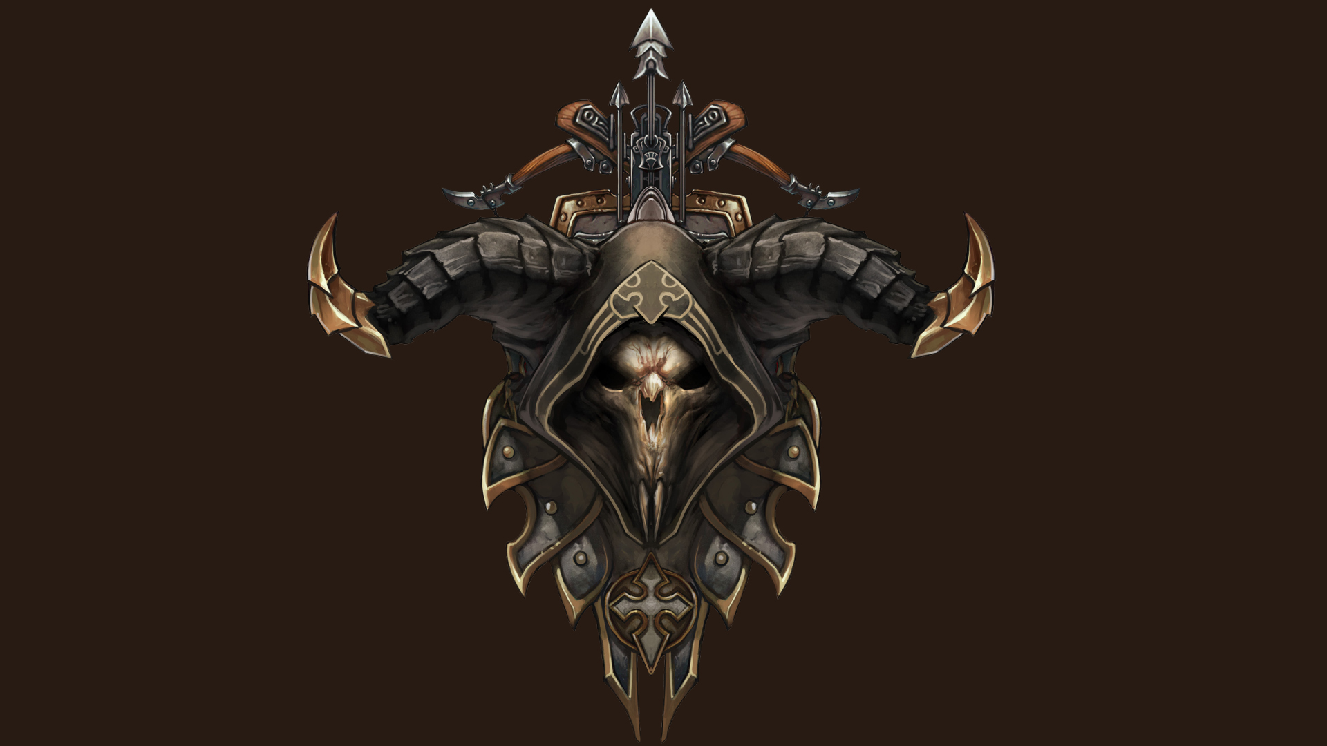 skulls, horns, Demon Hunter, Diablo III, crossbows - desktop wallpaper