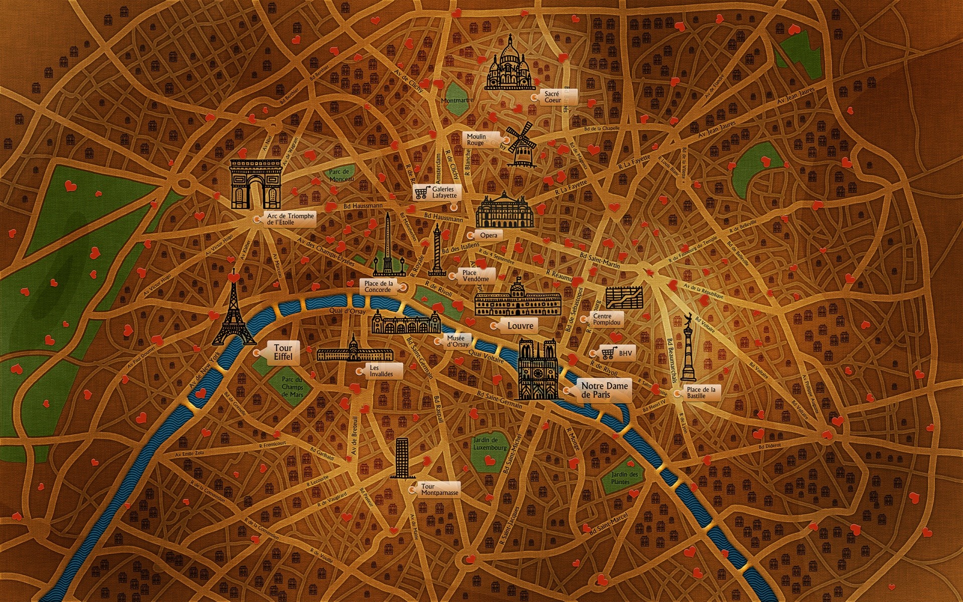 Paris, maps - desktop wallpaper