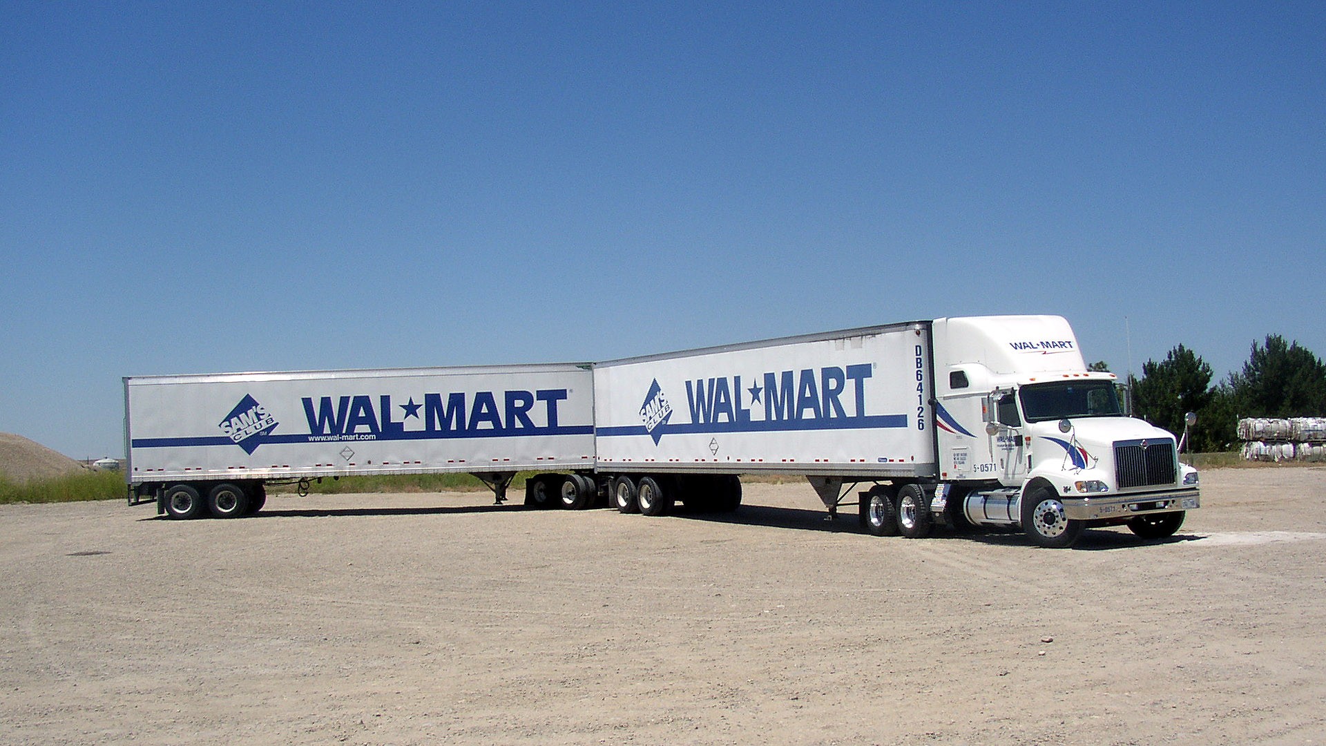 trucks, semi, Walmart, turnpike doubles, road train, vehicles - desktop wallpaper