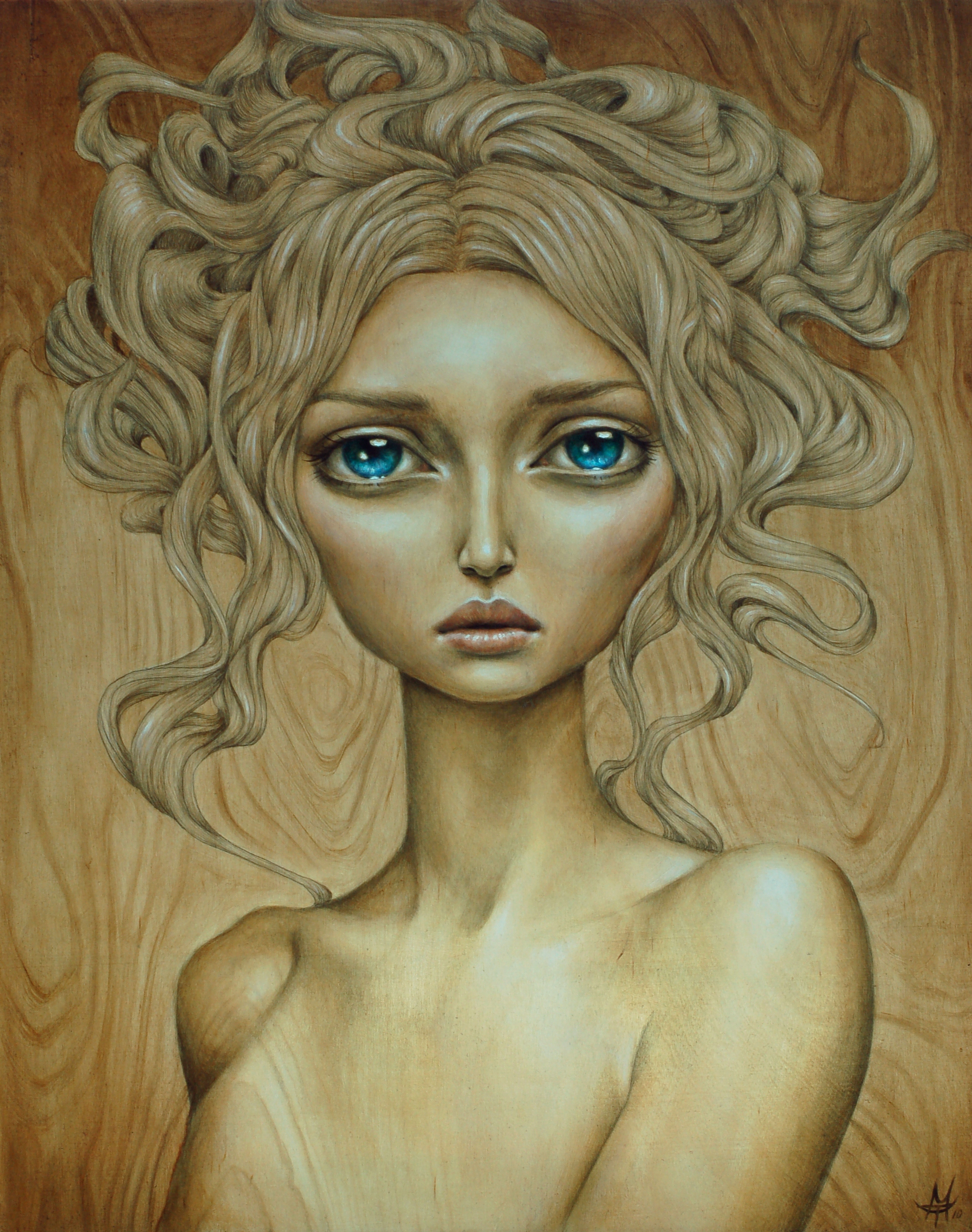 blondes, women, paintings, artwork, Mandy Tsung - desktop wallpaper