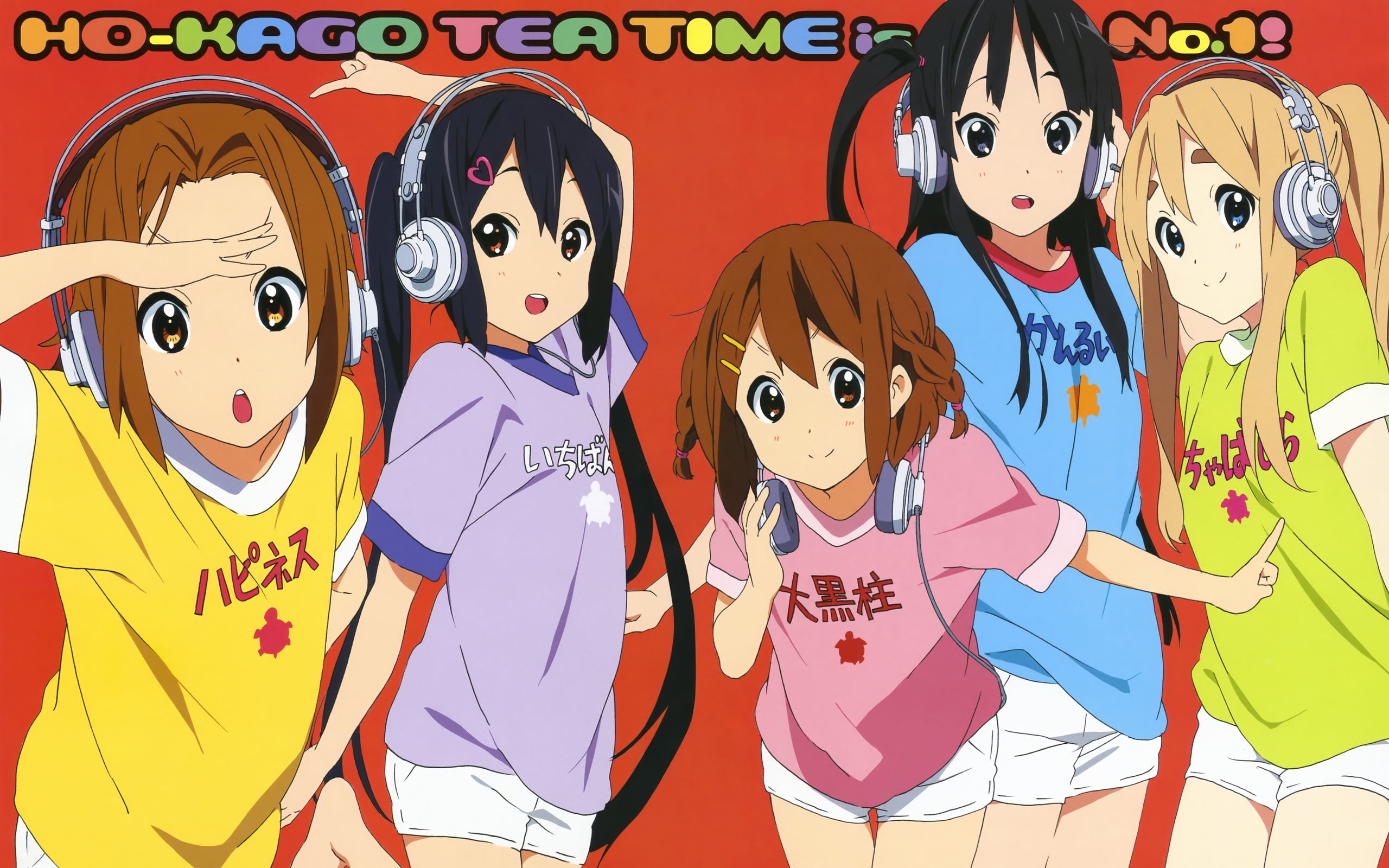 K-ON!, Akiyama Mio, Tainaka Ritsu, Kotobuki Tsumugi, Nakano Azusa, Ho-Kago Tea Time - desktop wallpaper