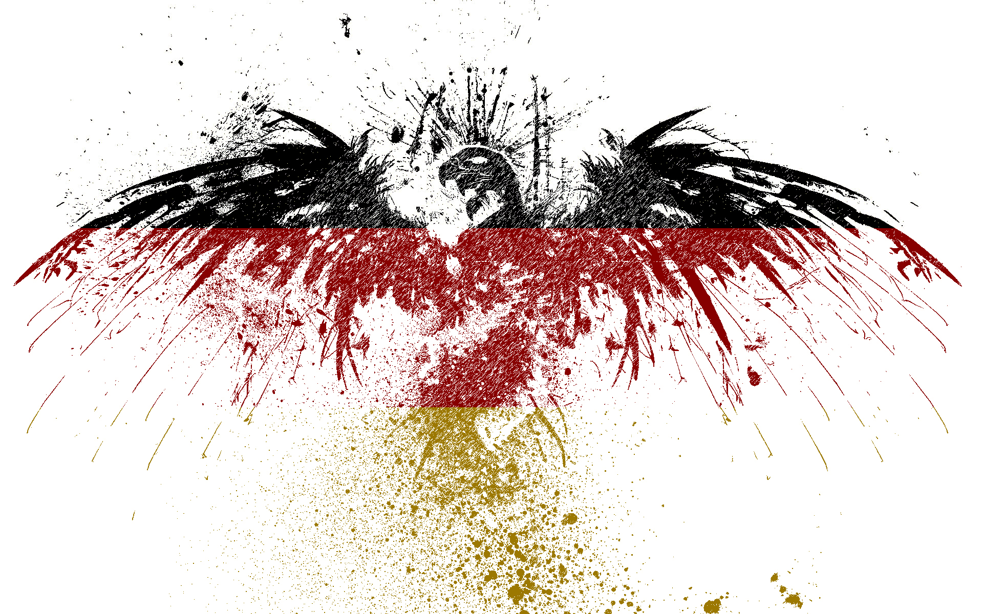 Germany, eagles, white background, german flag, paint splatter - desktop wallpaper