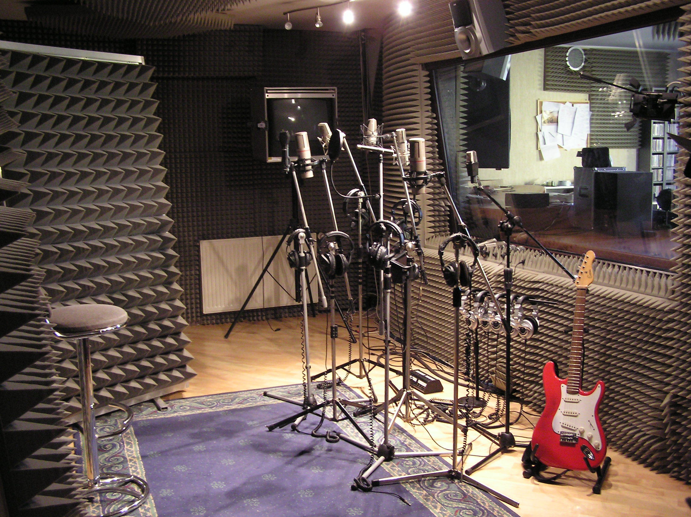 studio, mike, guitars, recording - desktop wallpaper