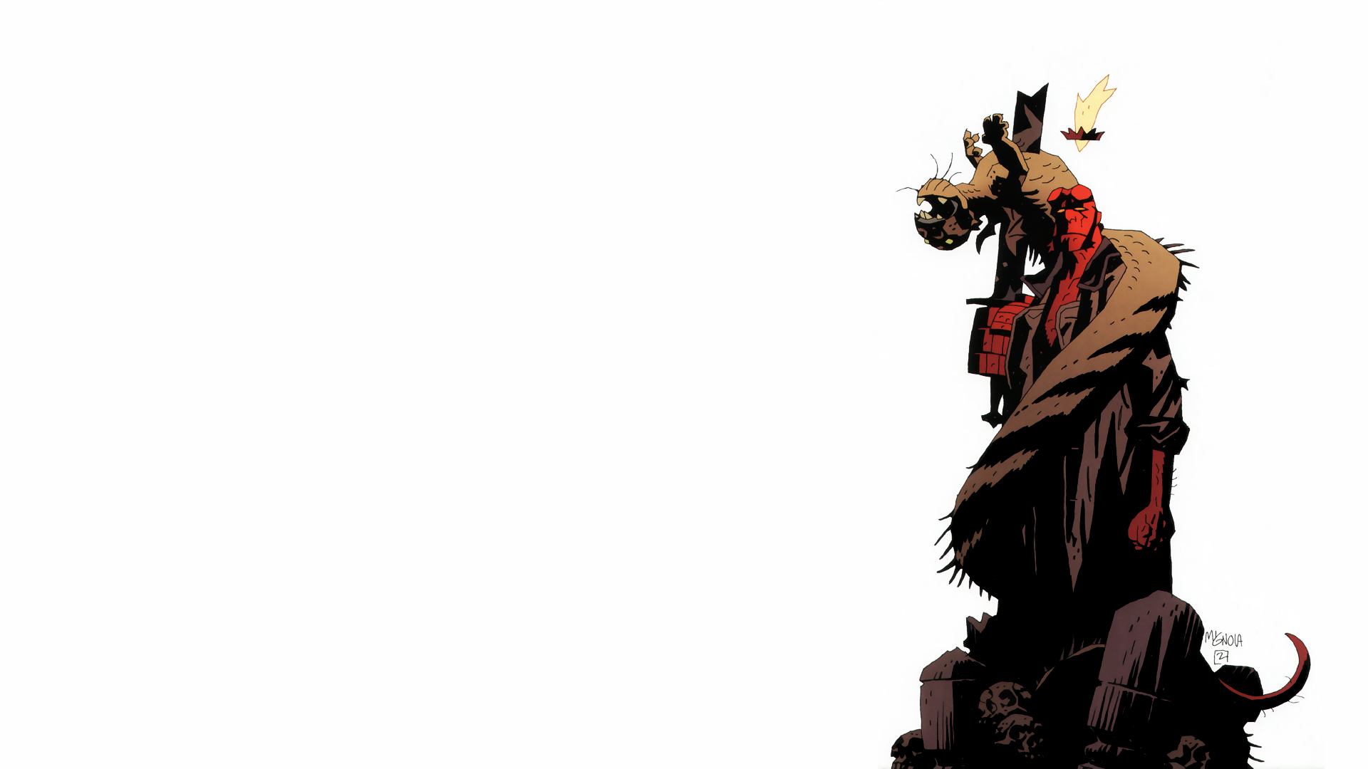 comics, Hellboy, simple background - desktop wallpaper