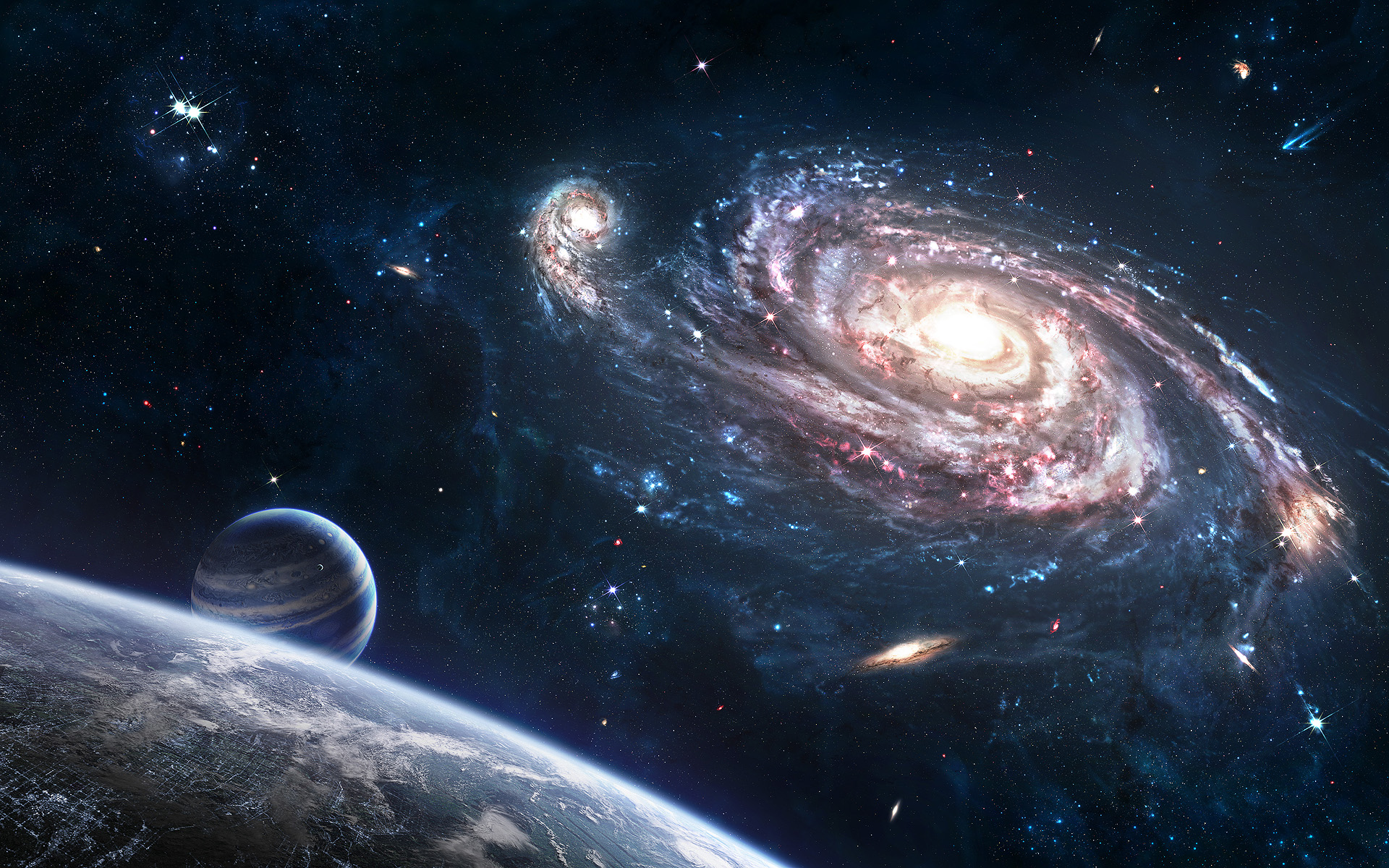 outer space, stars, galaxies, planets - desktop wallpaper