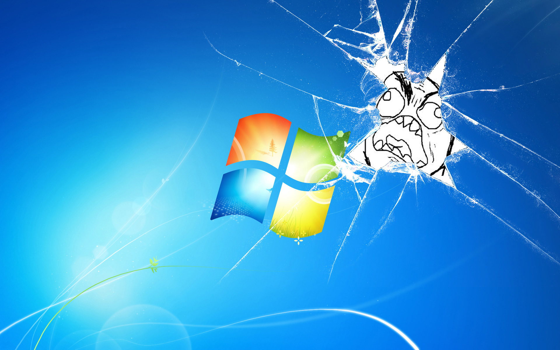broken screen, Microsoft Windows, logos - desktop wallpaper