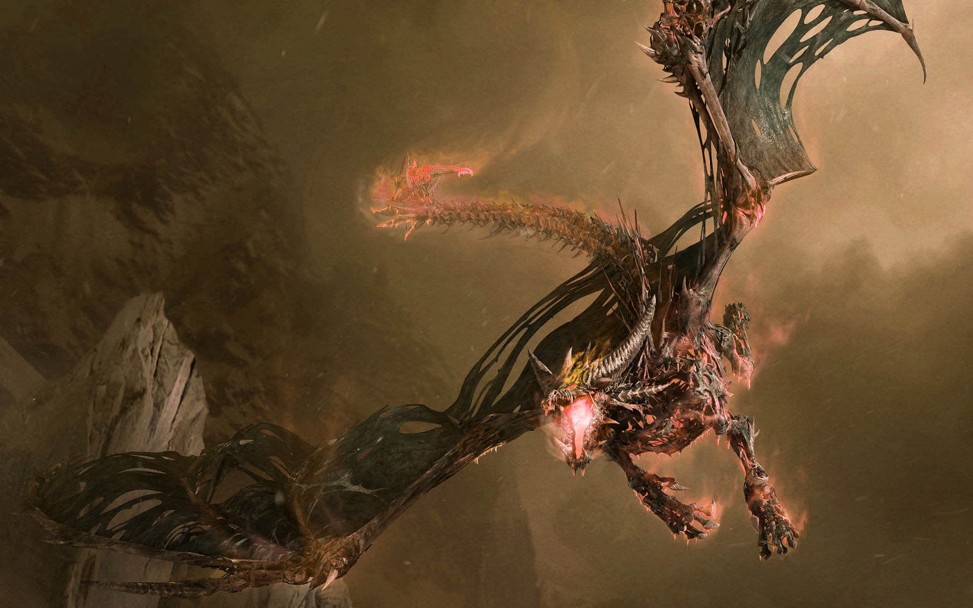 dragons, World of Warcraft, fire, smoke, glowing - desktop wallpaper