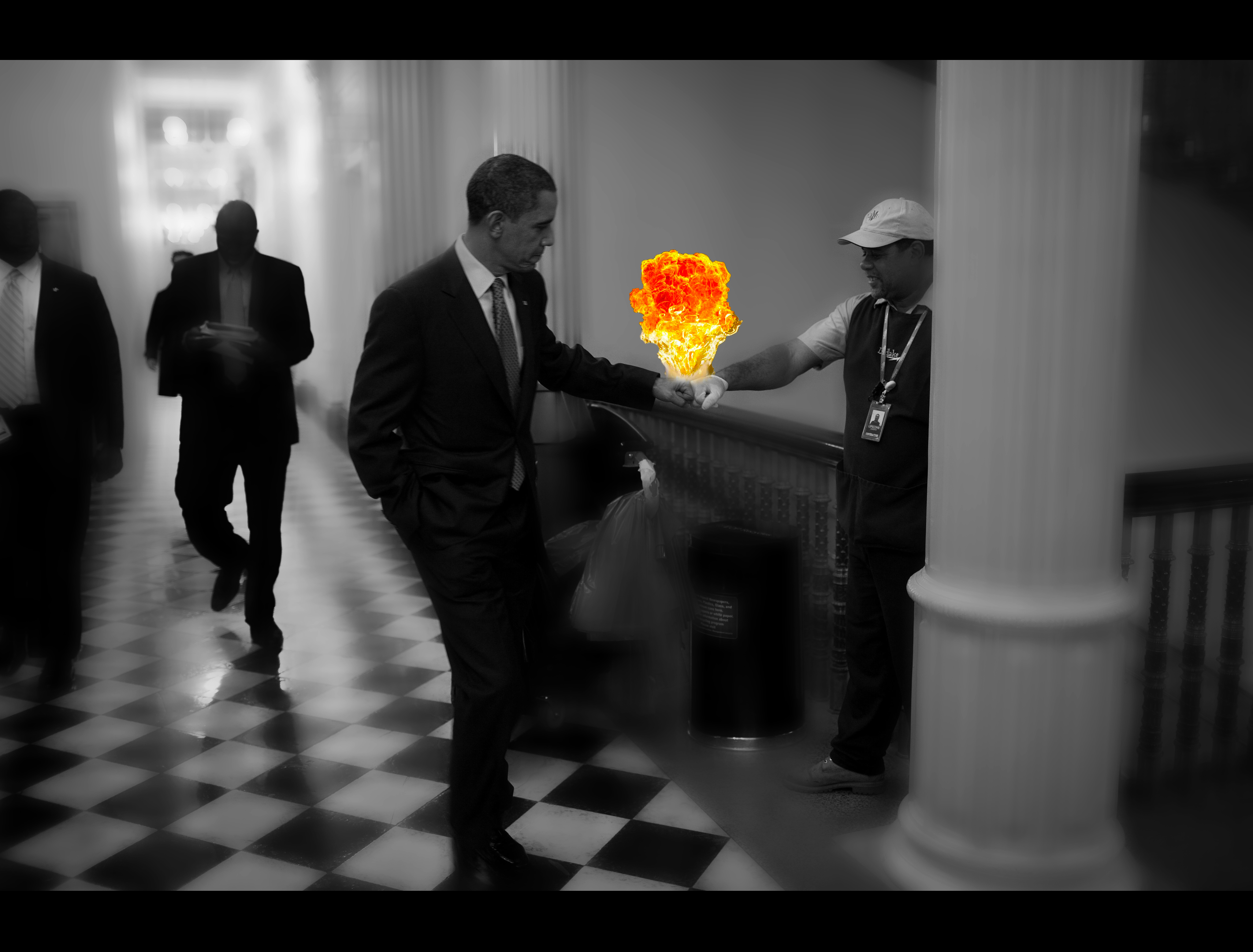 suit, men, Barack Obama, selective coloring, photo manipulation - desktop wallpaper