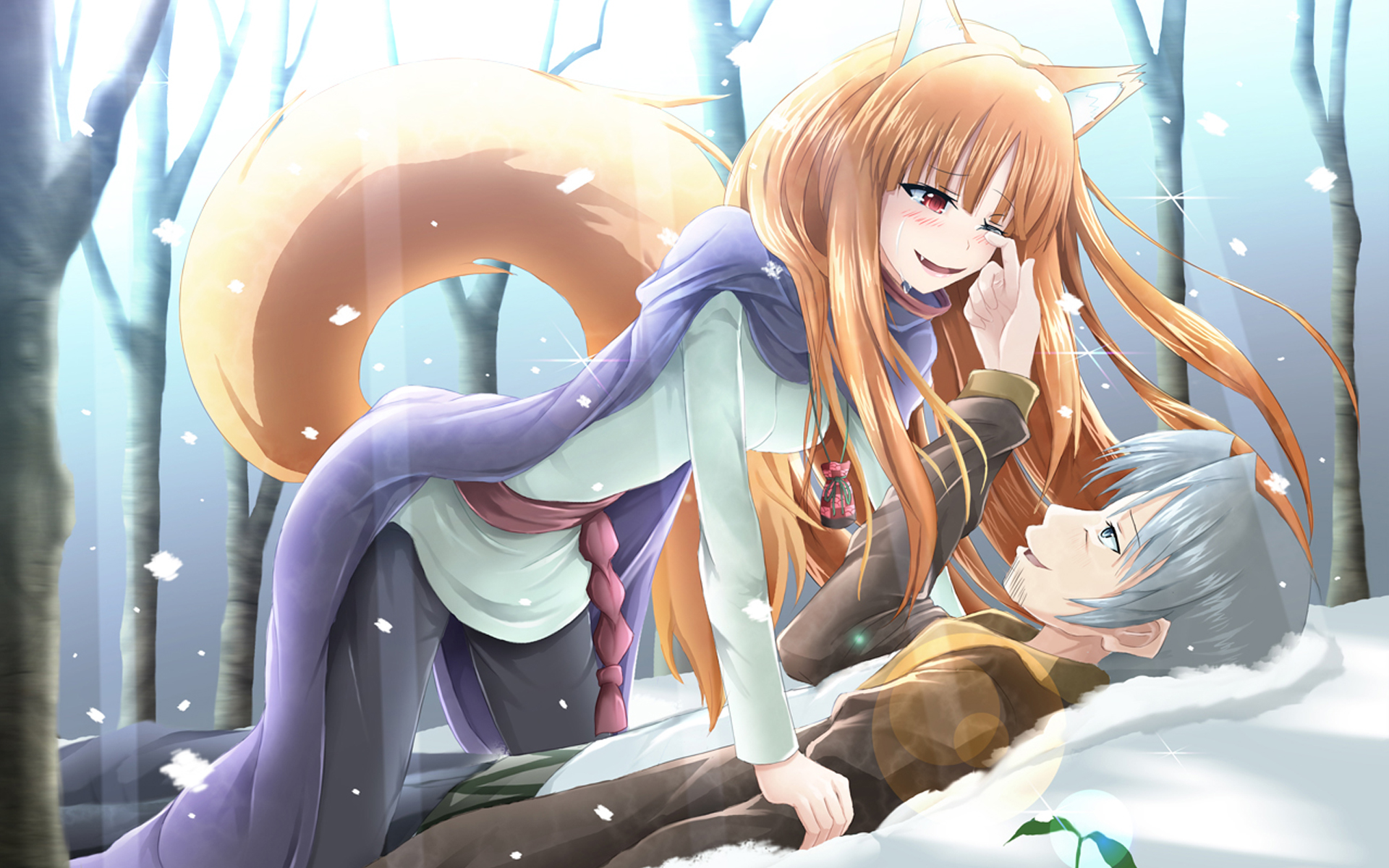 tails, winter, Spice and Wolf, animal ears, Craft Lawrence, Holo The Wise Wolf, inumimi - desktop wallpaper
