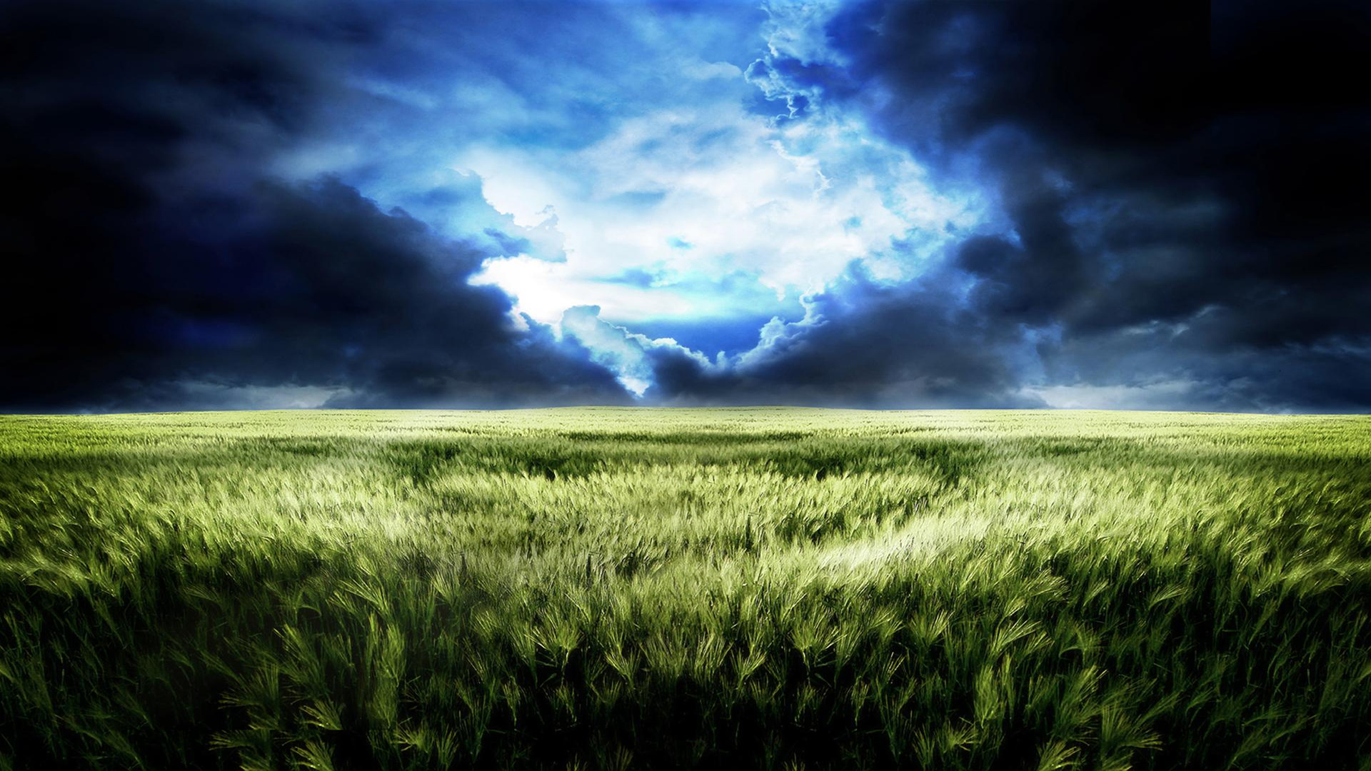 green, landscapes, grass, skyscapes - desktop wallpaper