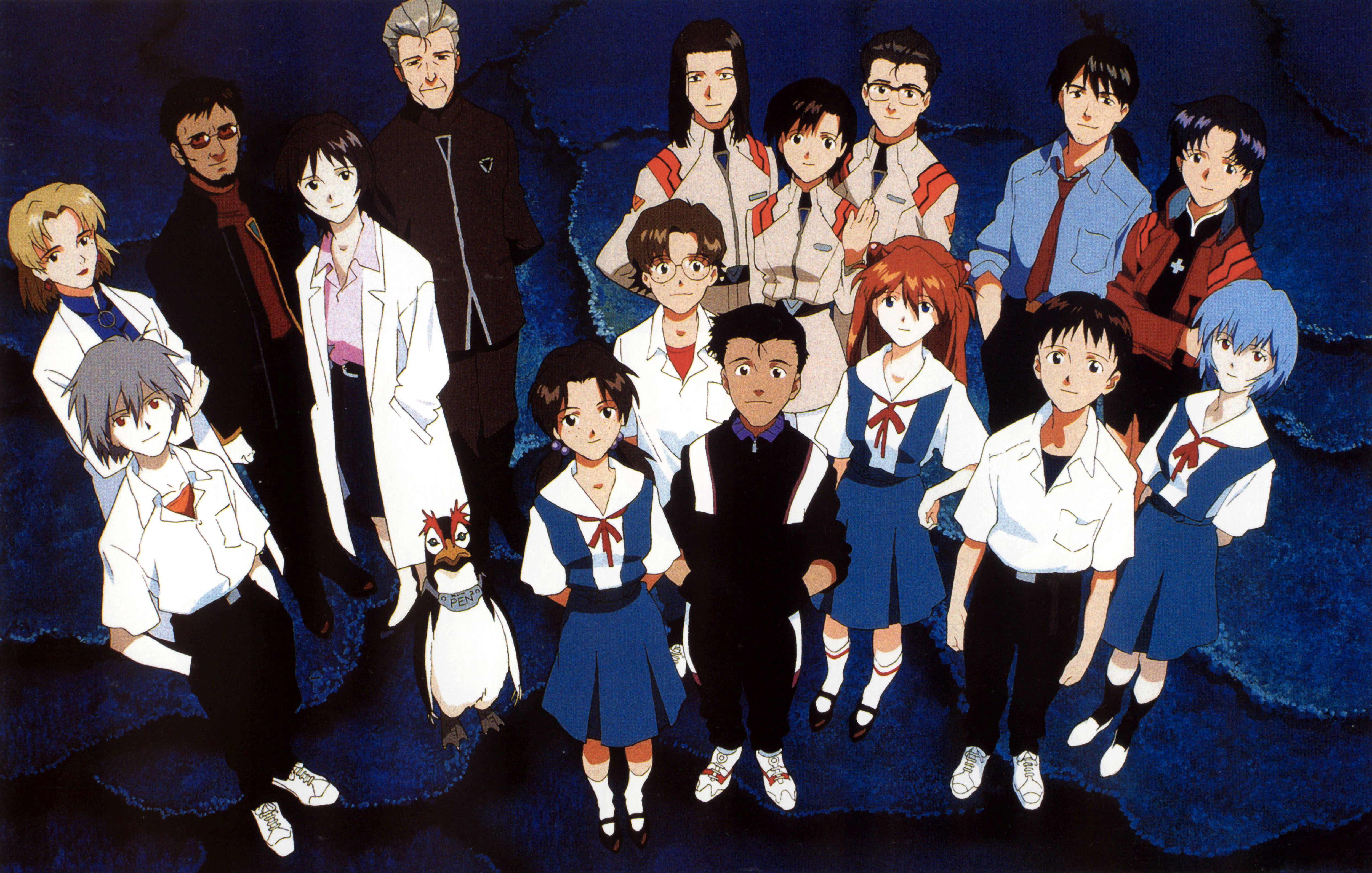 school uniforms, Ayanami Rei, Neon Genesis Evangelion, Ikari Shinji, Kaworu Nagisa, Asuka Langley Soryu, Ikari Gendo - desktop wallpaper