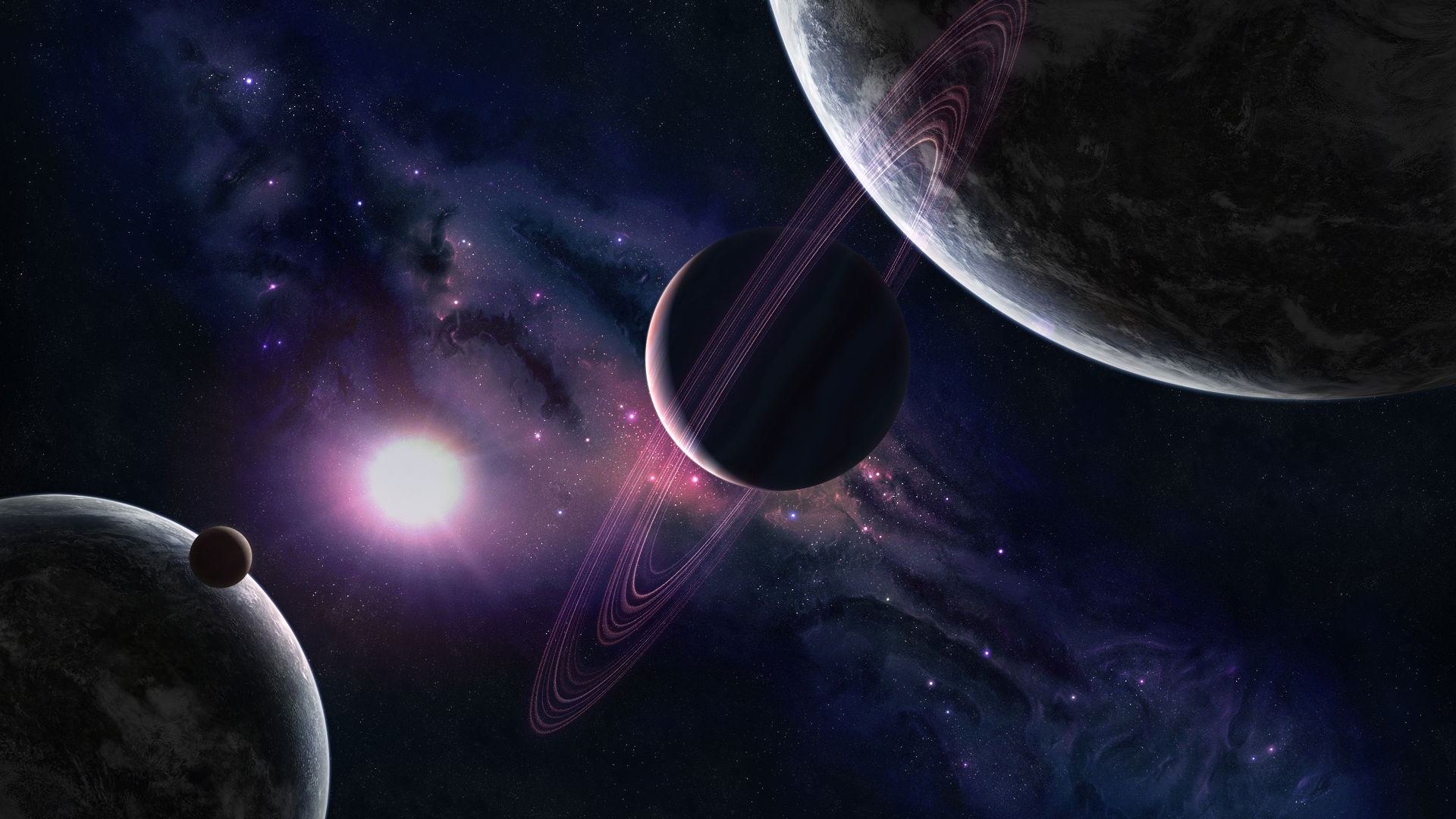 outer space, Solar System, planets, rings - desktop wallpaper