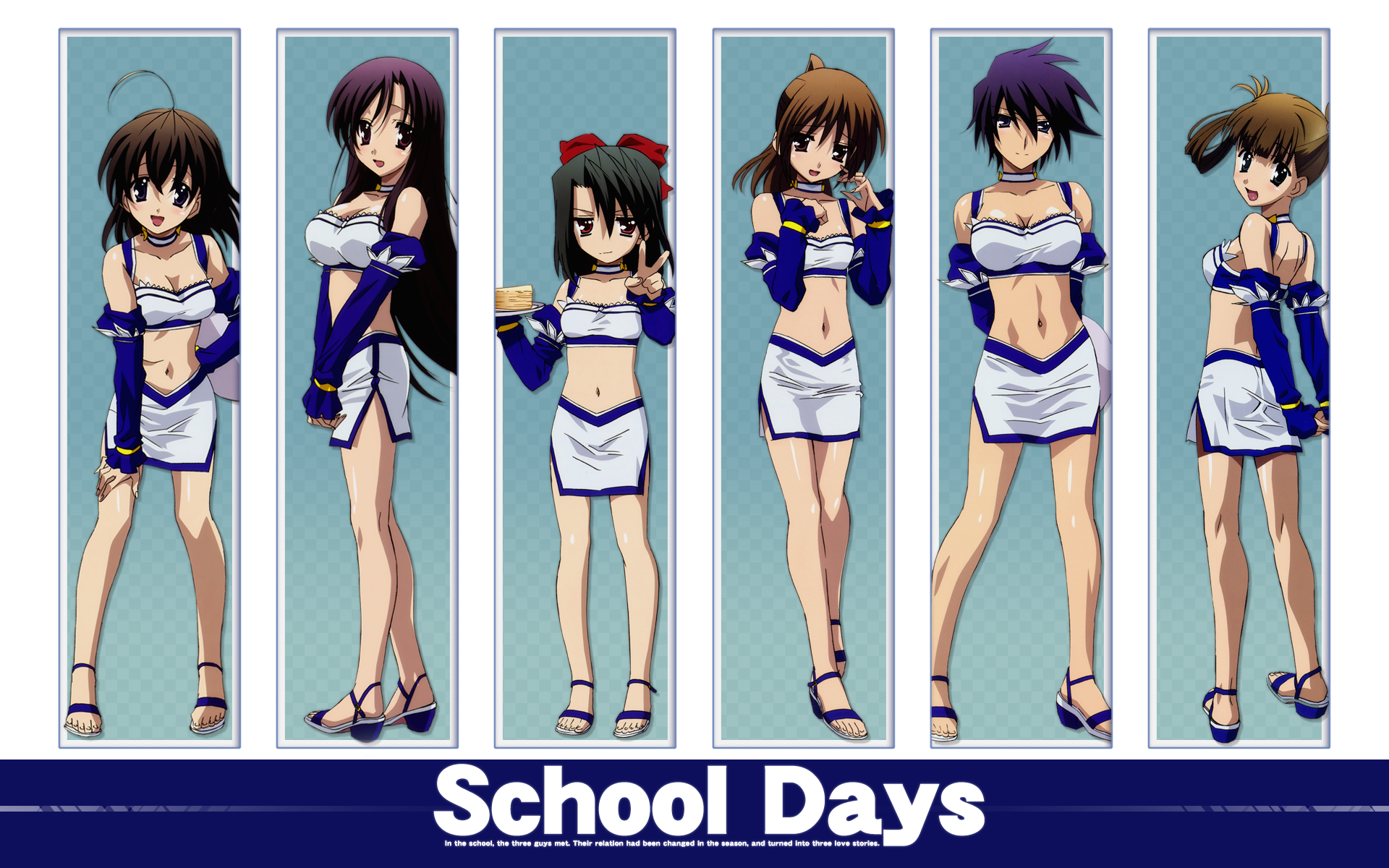 School Days, Katsura Kotonoha, Kiyoura Setsuna, Saionji Sekai, Kuroda Hikari - desktop wallpaper