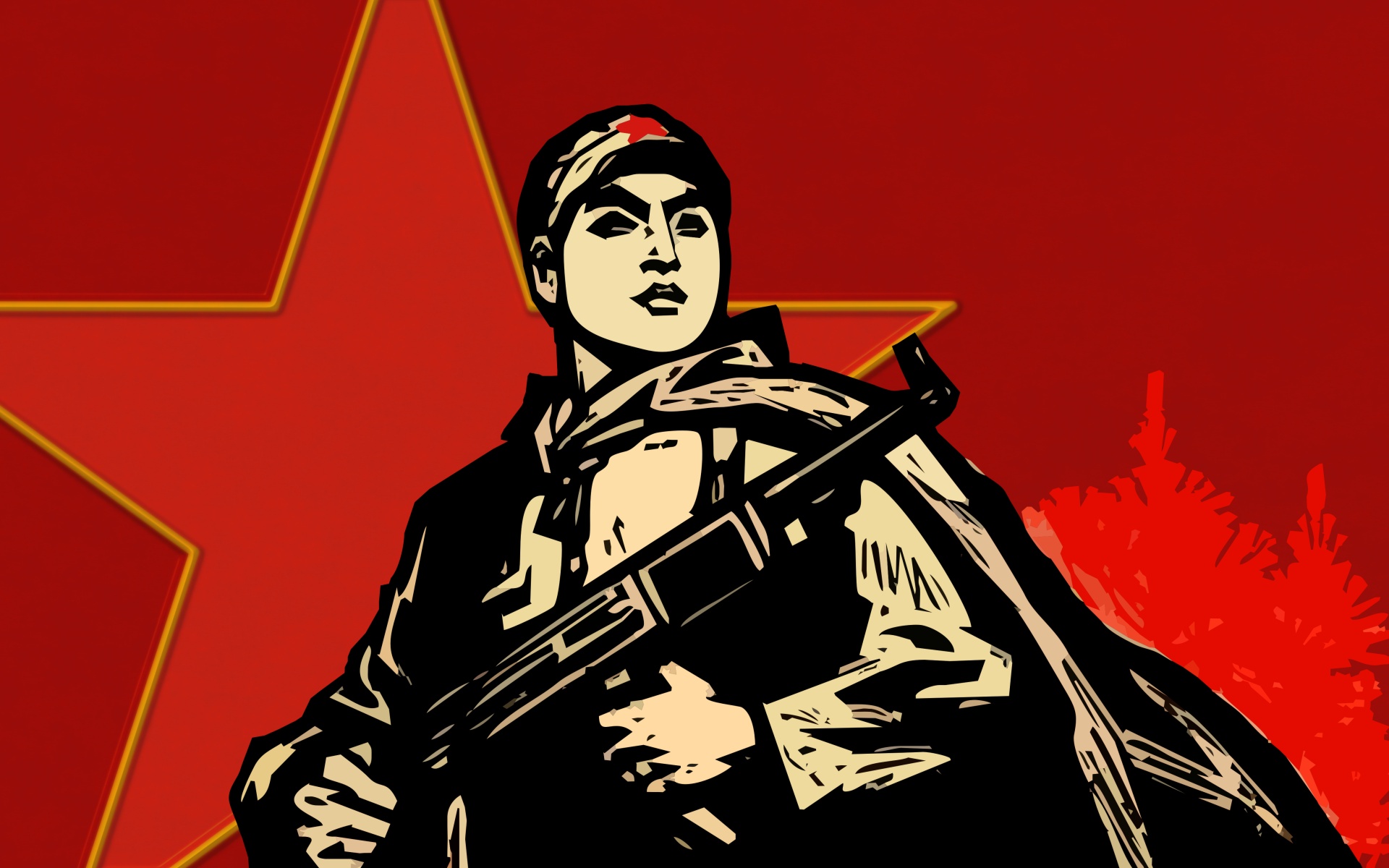 soldiers, communism, stars - desktop wallpaper